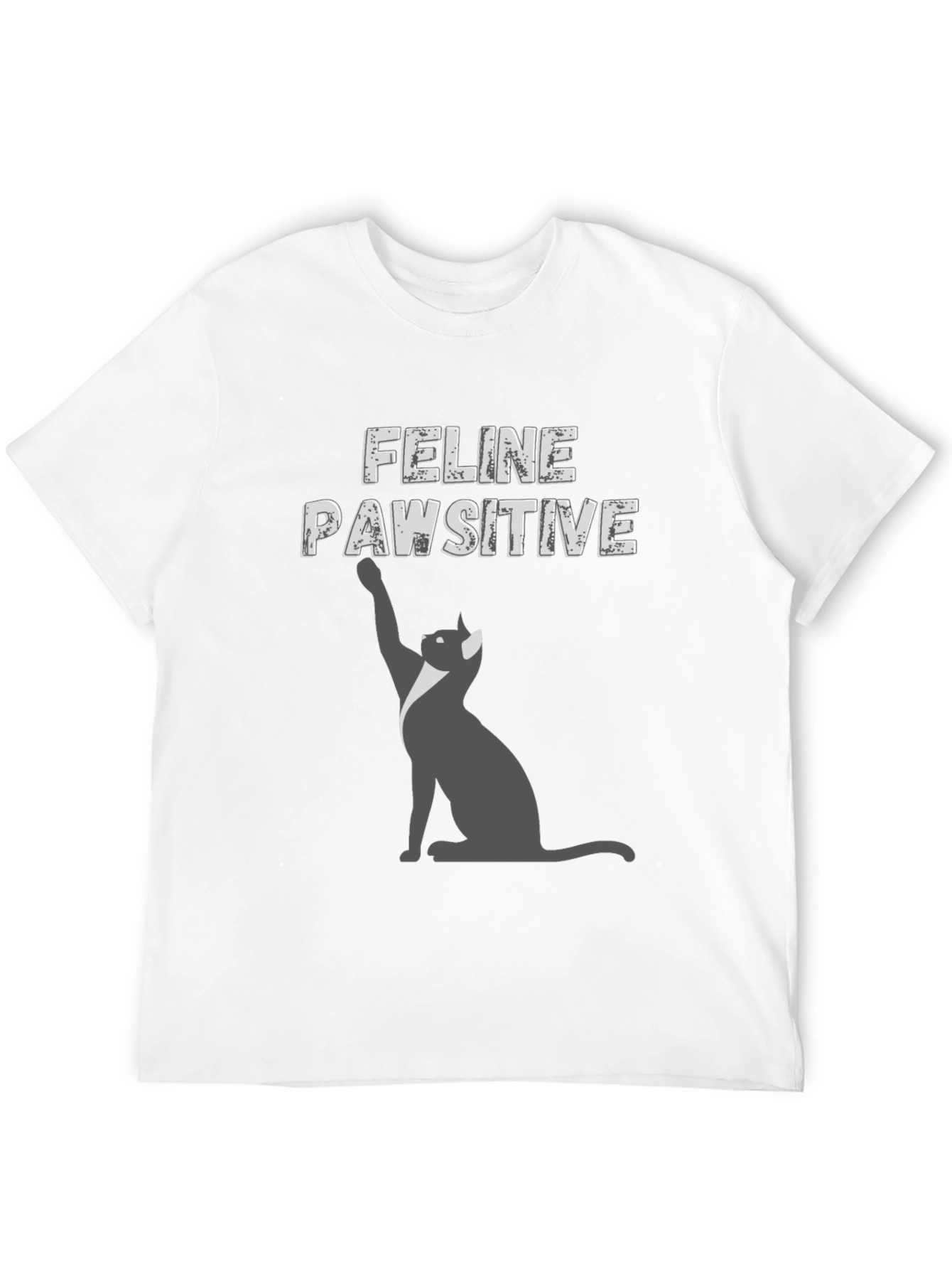 Feline Pawsitive Cat Graphic Tee - Black T-Shirt
