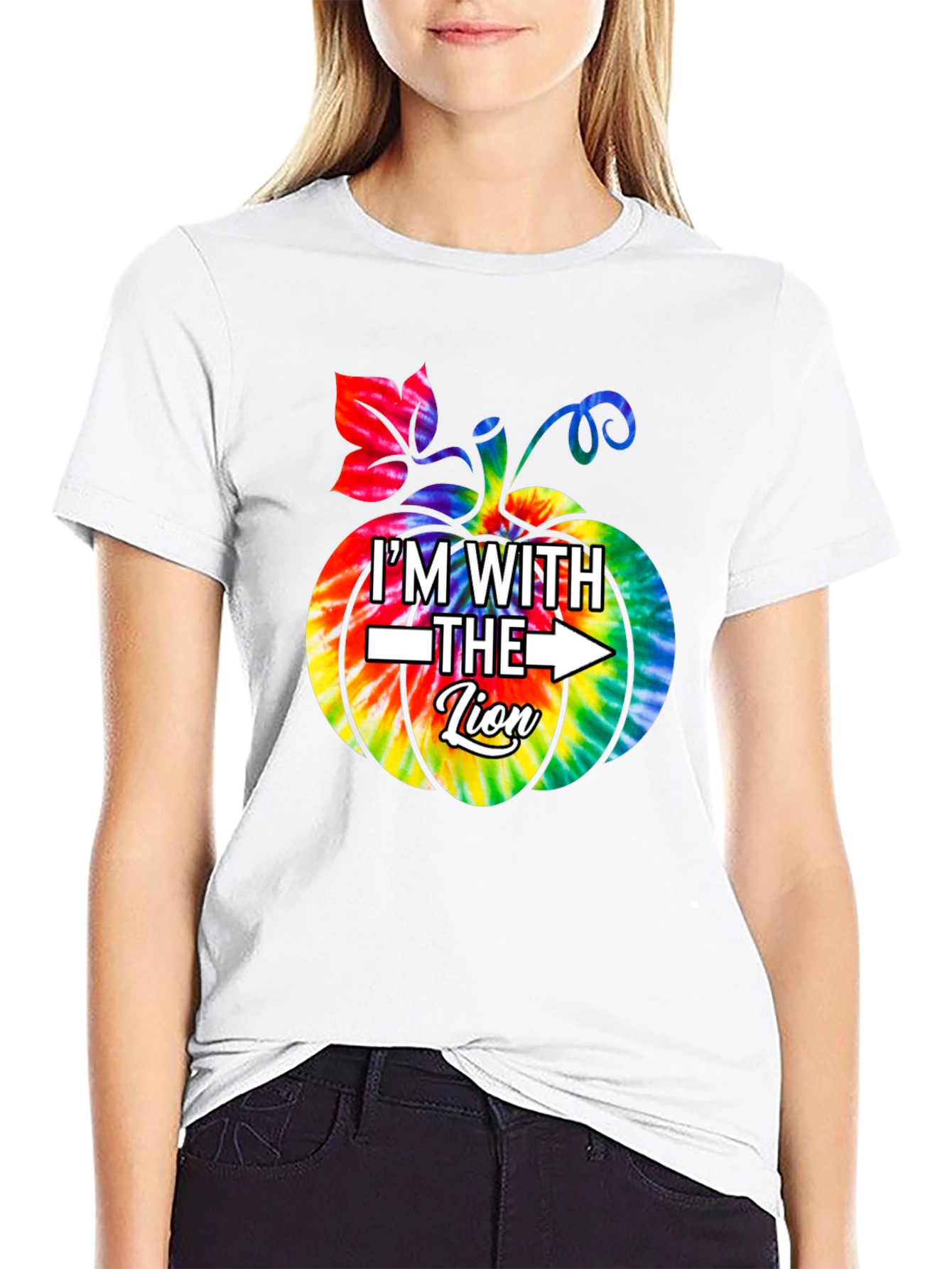 Im With the Lion Tie Dye Pumpkin Halloween T-Shirt