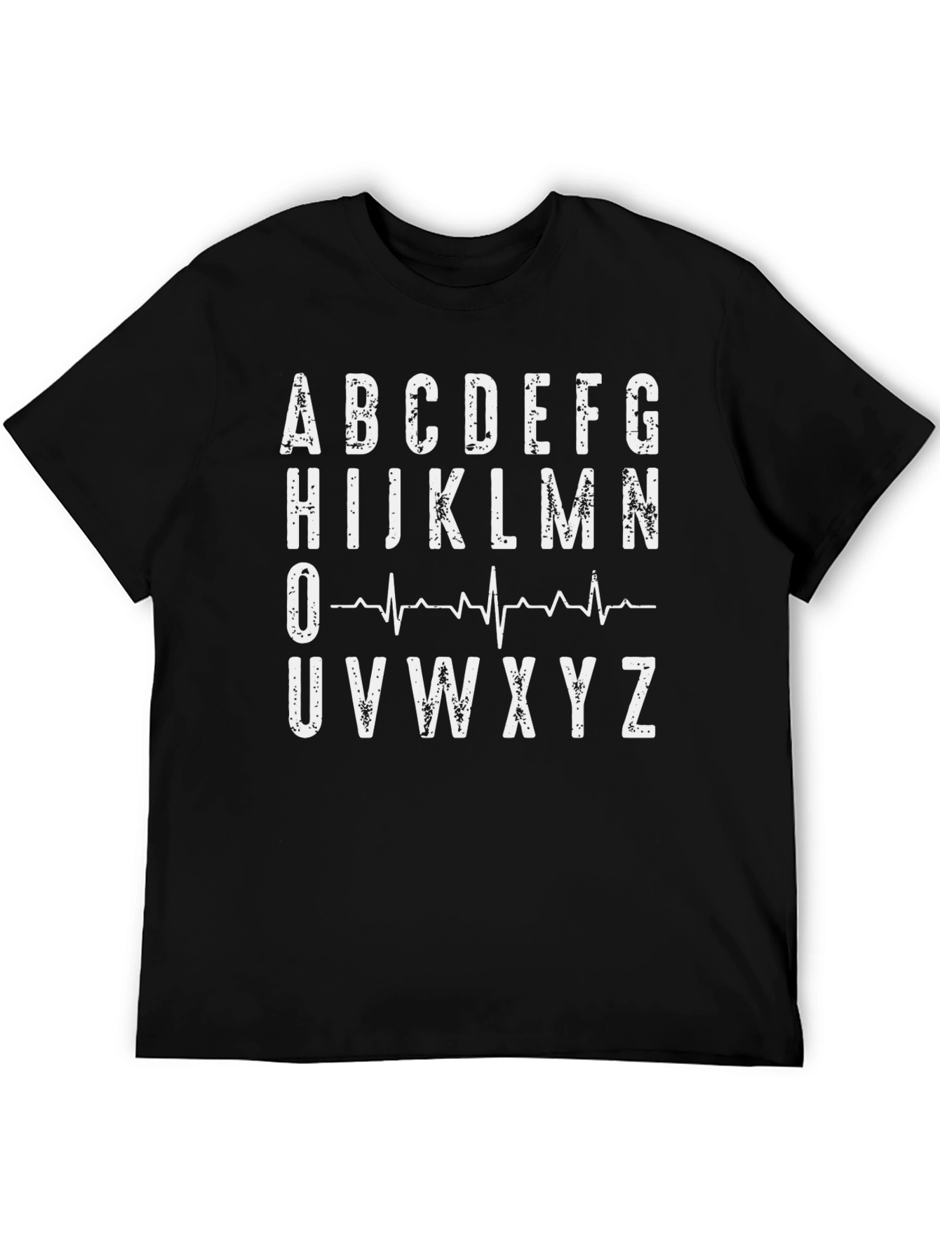 Alphabet Heartbeat Graphic Tee - Mens Black T-Shirt
