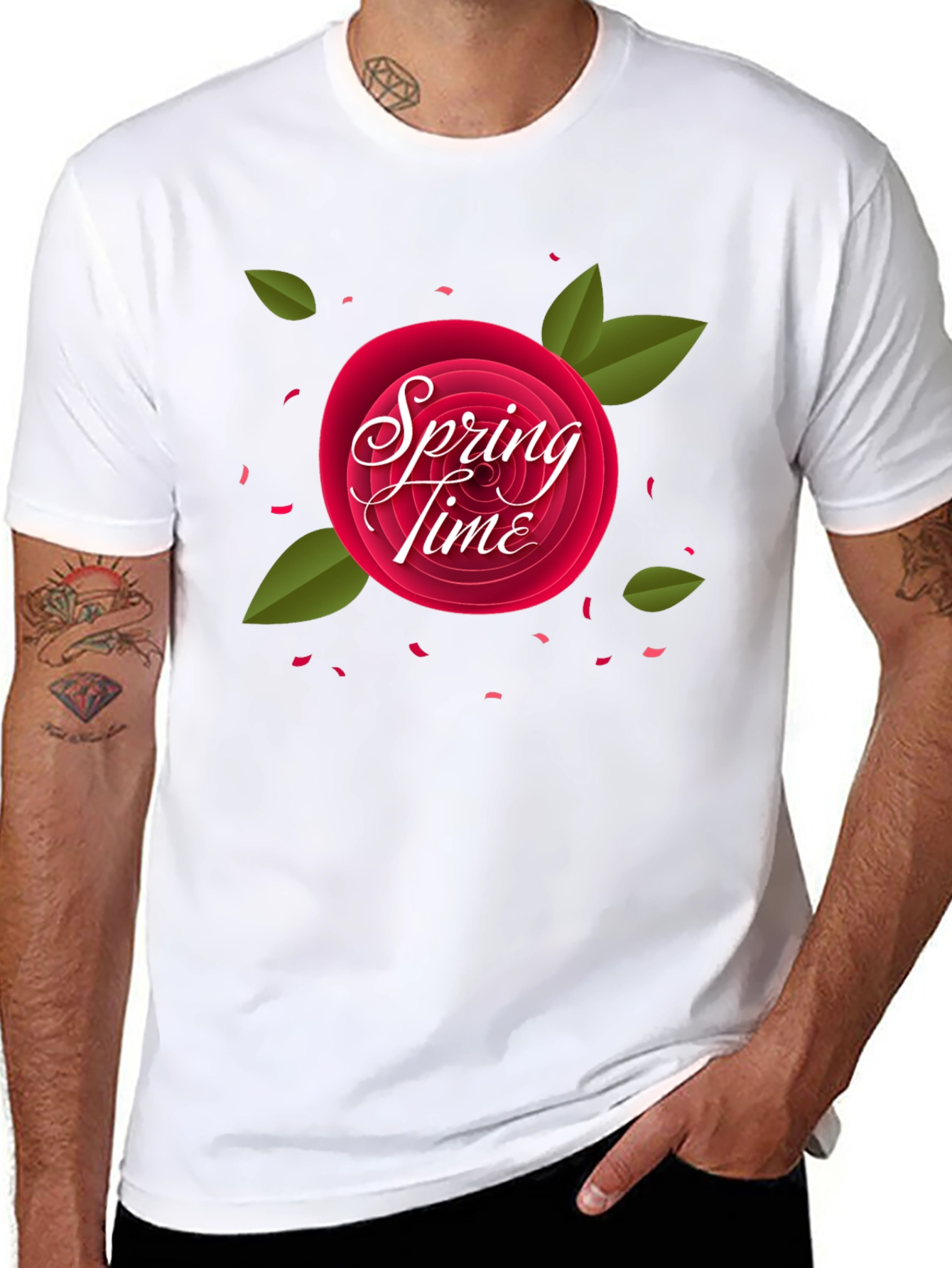 Spring Time Graphic Black T-Shirt