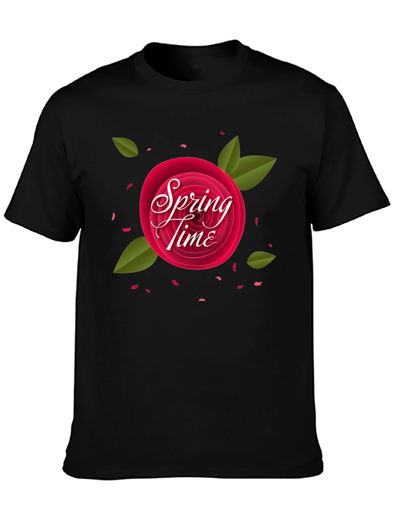Spring Time Graphic Black T-Shirt