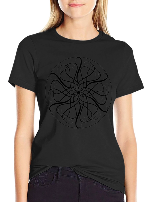 Black Graphic Tee - Circular Abstract Design