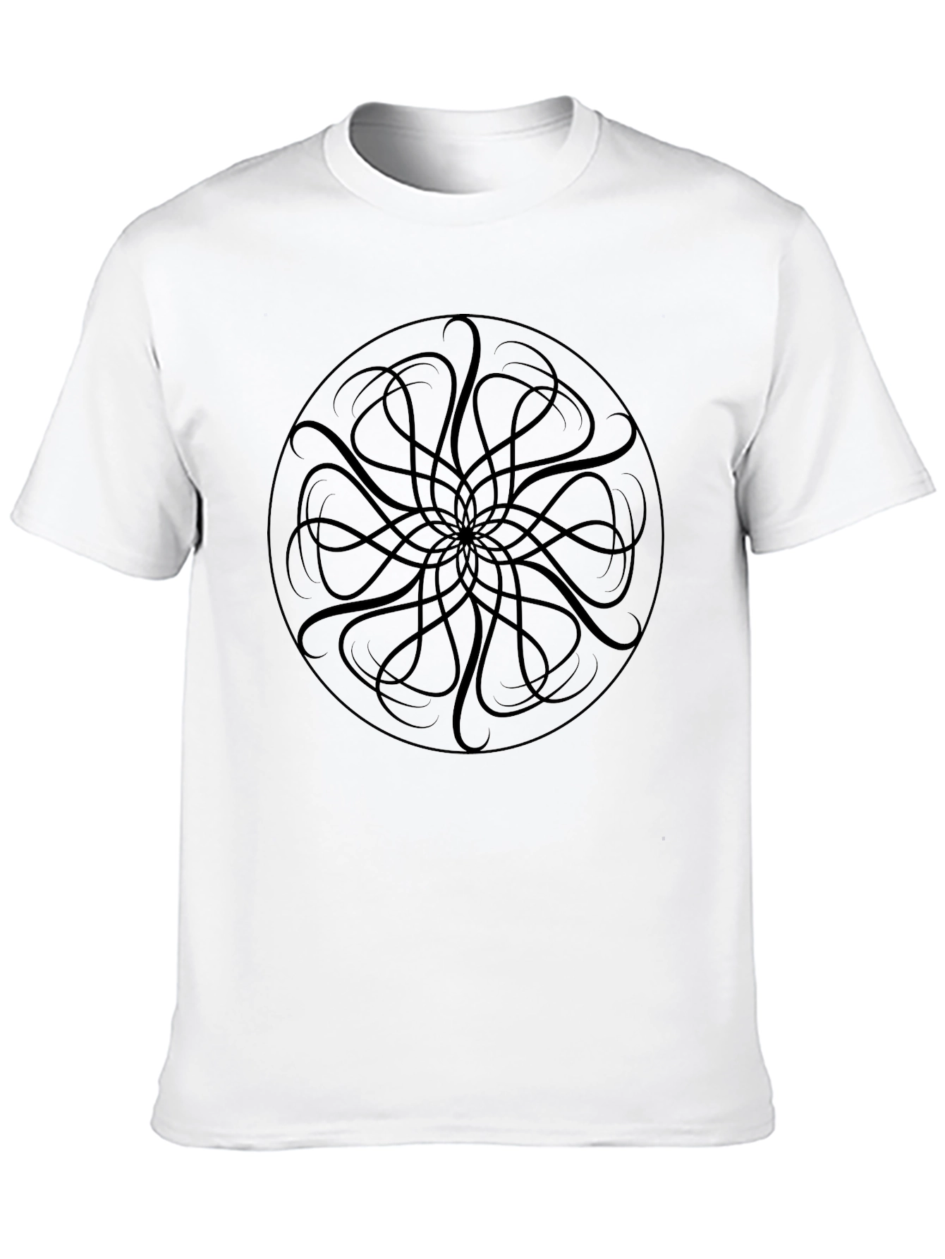 Black Graphic Tee - Circular Abstract Design