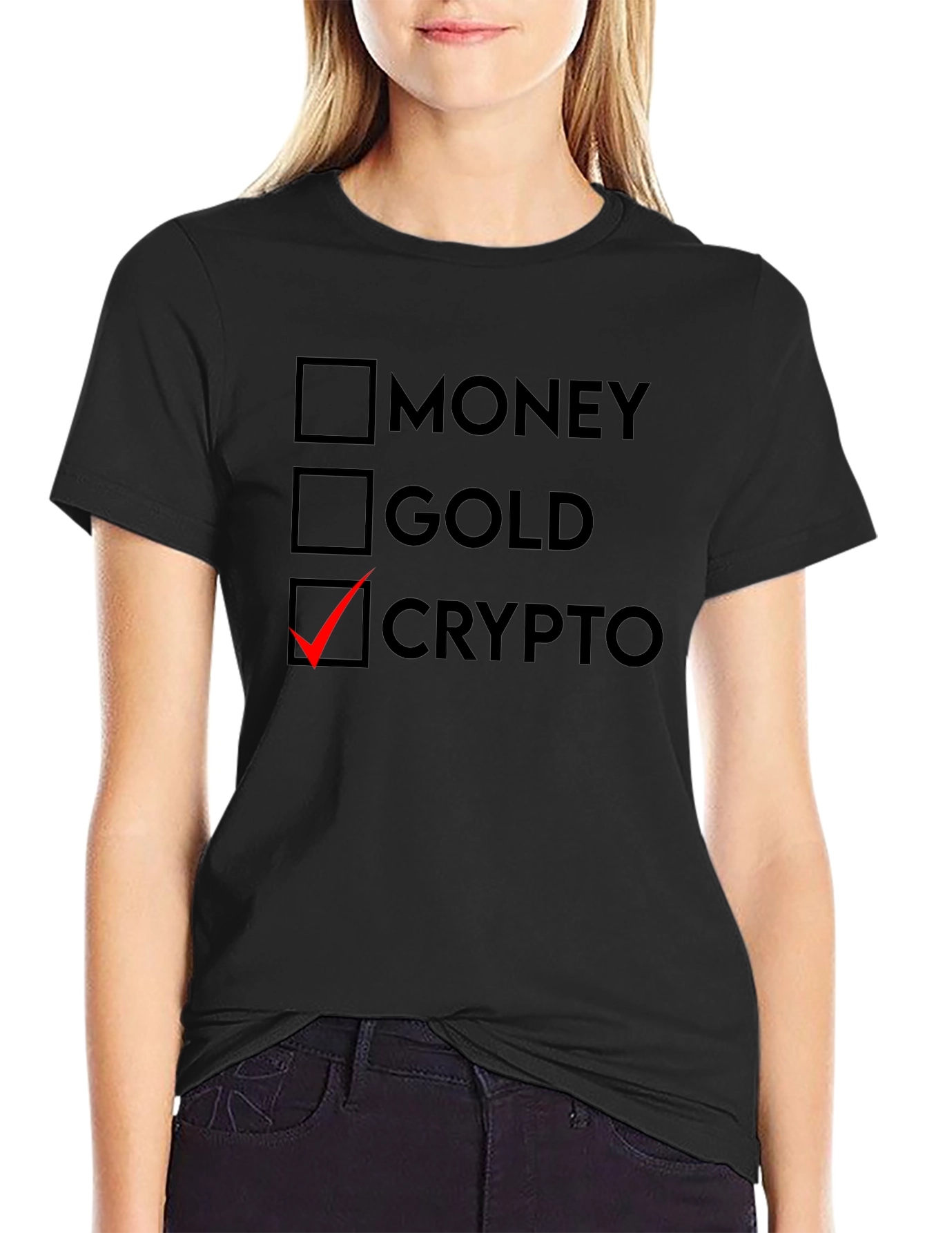 Crypto T-Shirt: Money Gold Crypto Checklist Tee