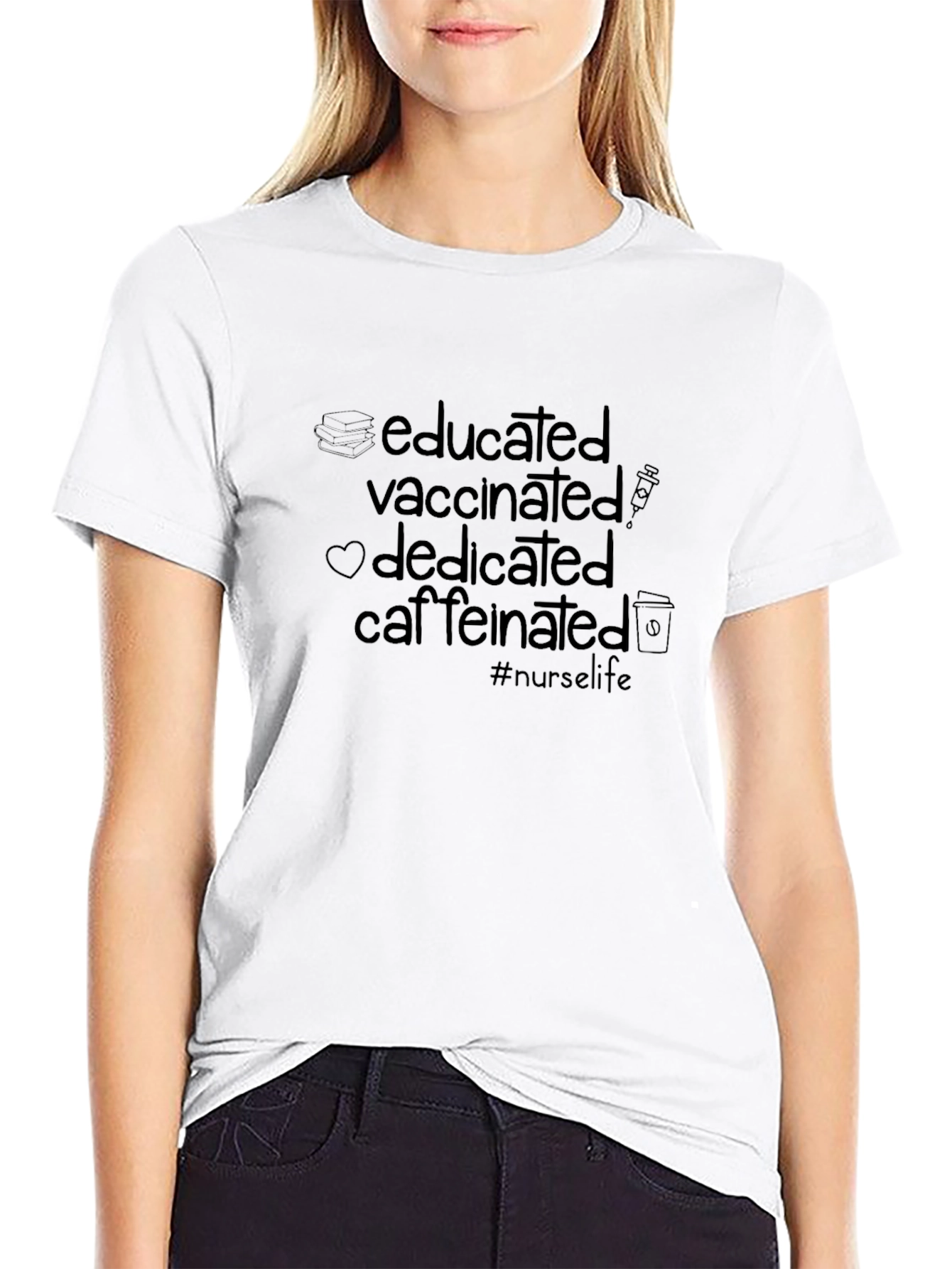 Educated Vaccinated Caffeinated Nurse T-Shirt