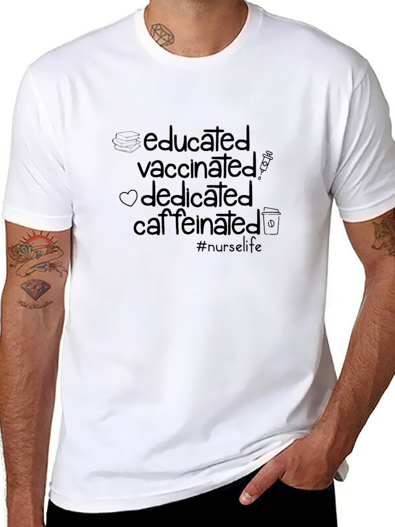 Educated Vaccinated Caffeinated Nurse T-Shirt