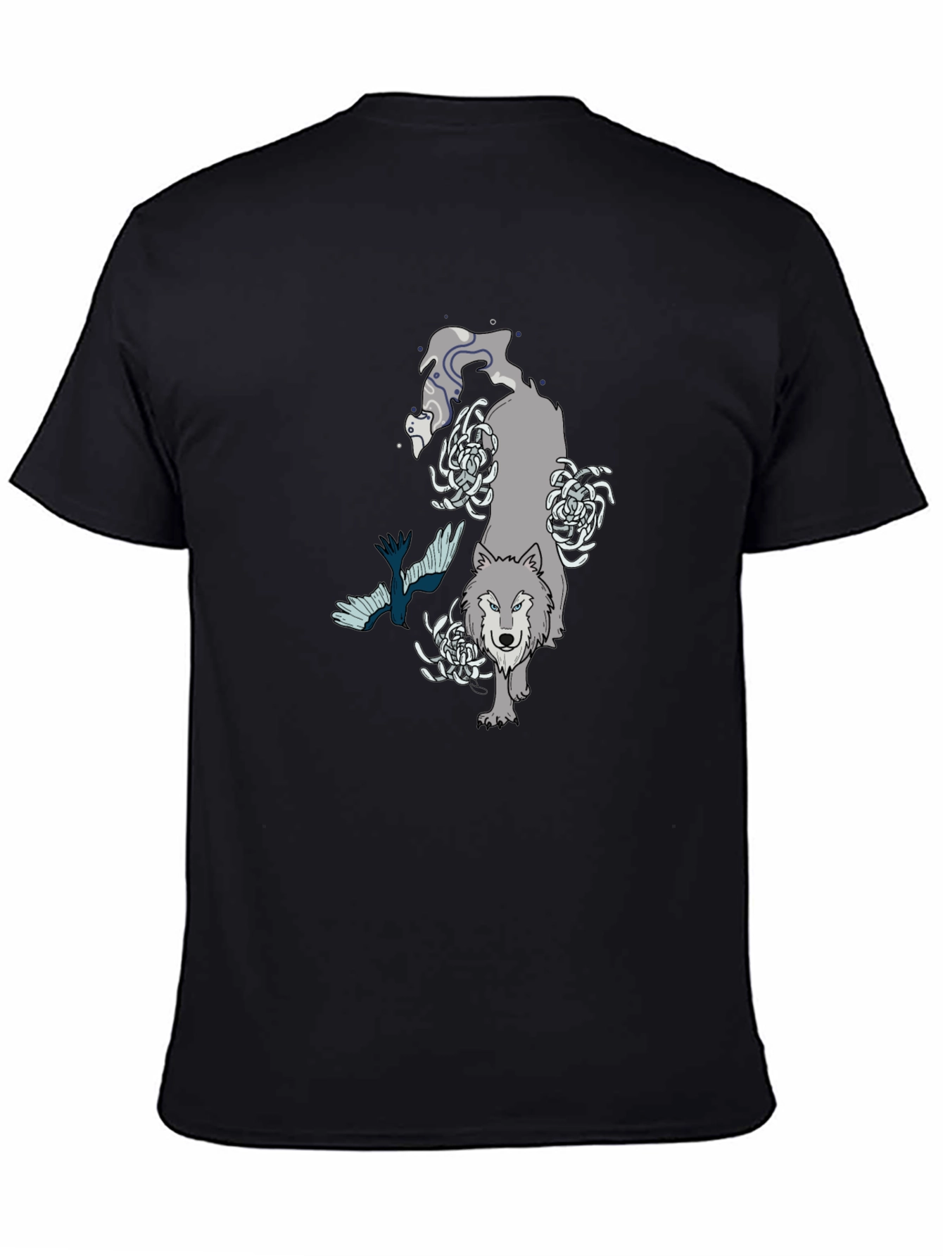 Wolf & Raven Graphic Tee - Black Cotton T-Shirt
