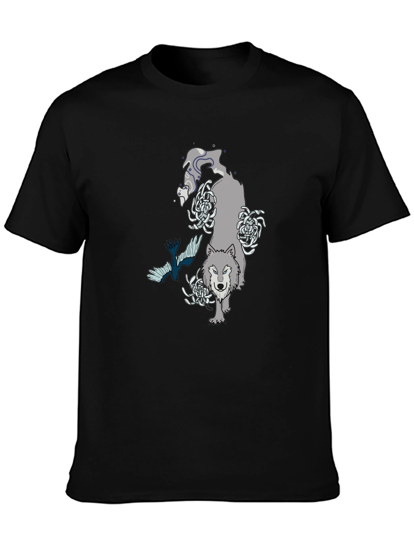 Wolf & Raven Graphic Tee - Black Cotton T-Shirt