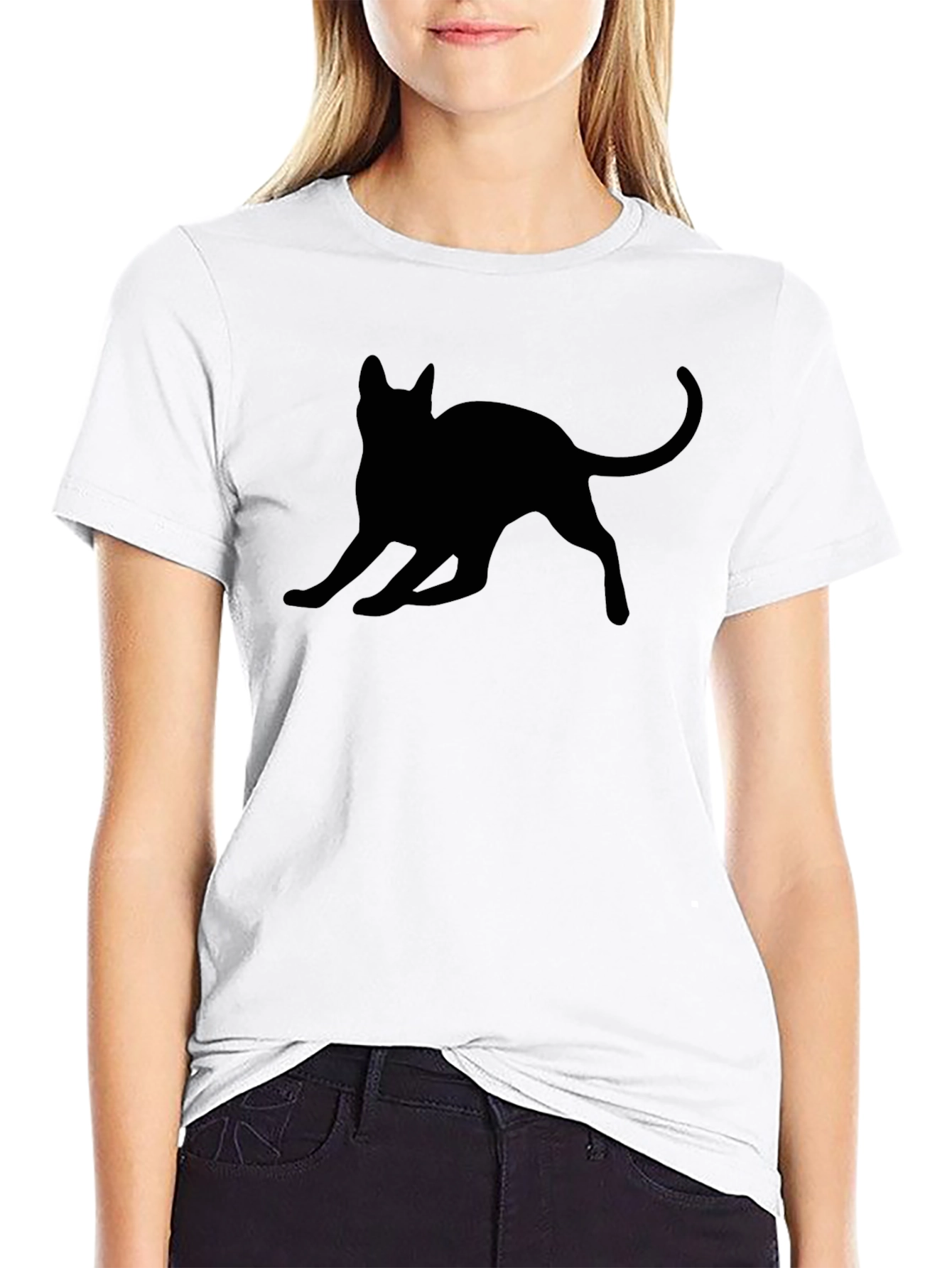 Black Cat Silhouette Graphic Tee