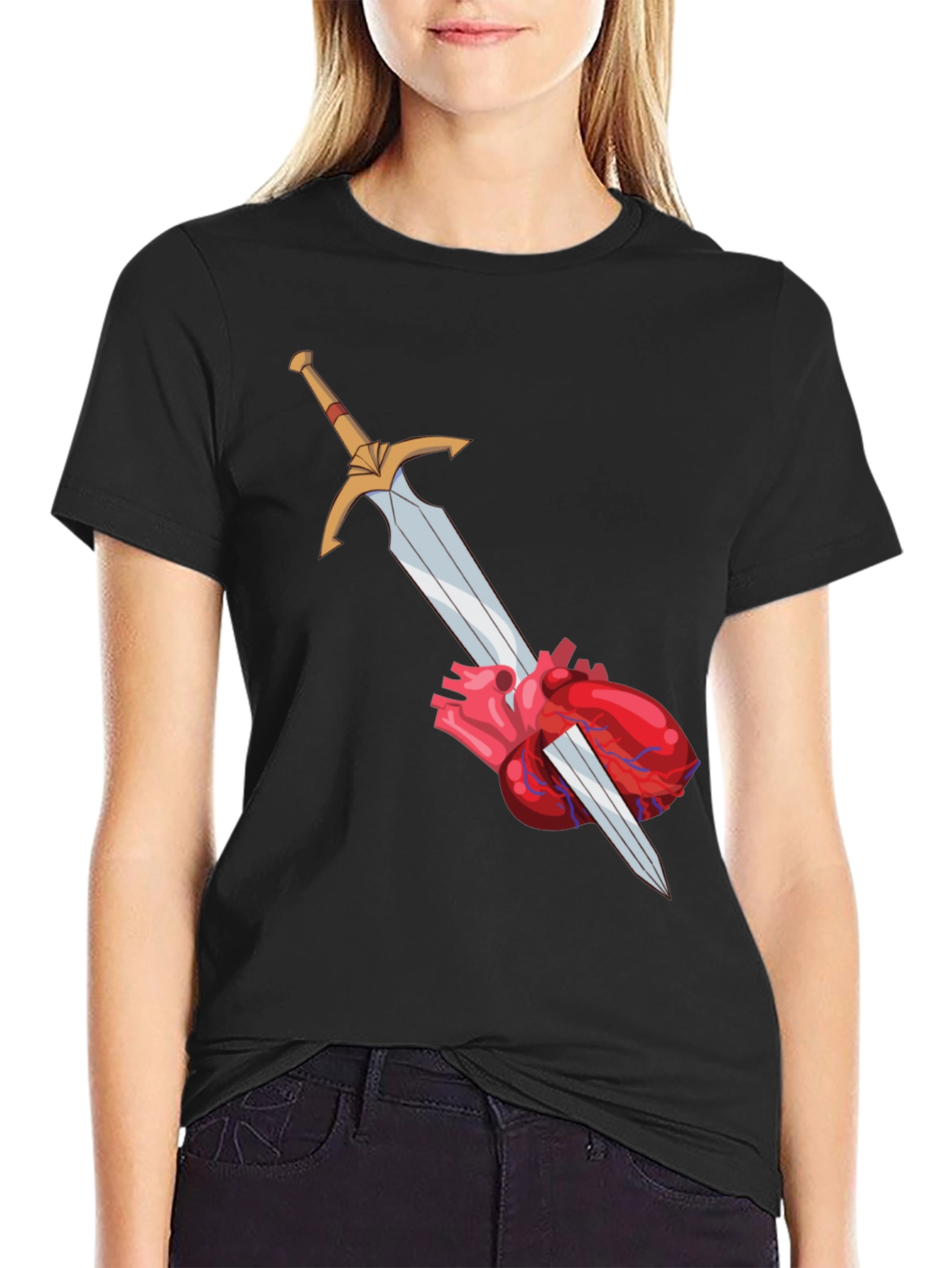 Heart & Sword Graphic Tee - Black T-Shirt