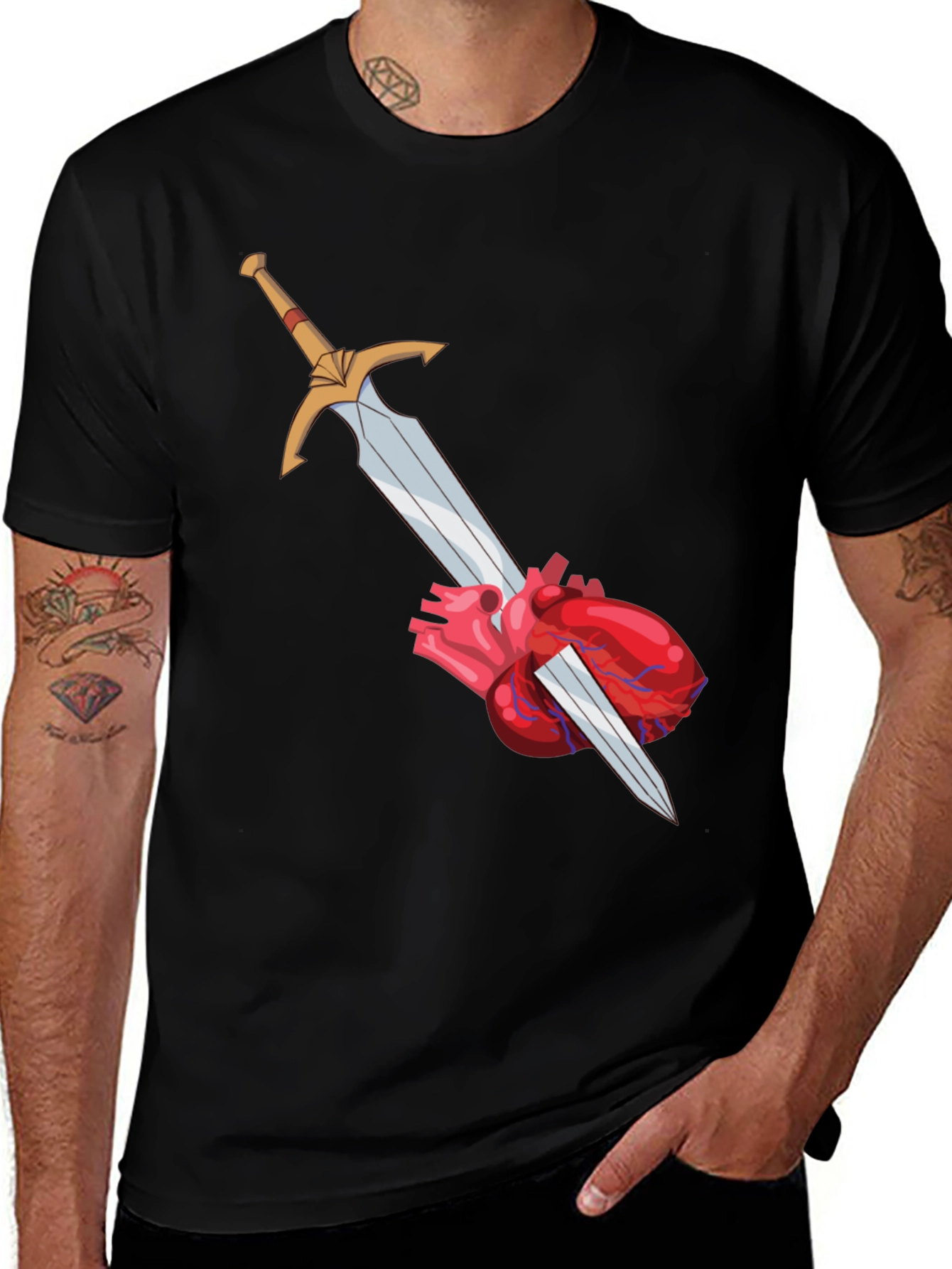 Heart & Sword Graphic Tee - Black T-Shirt