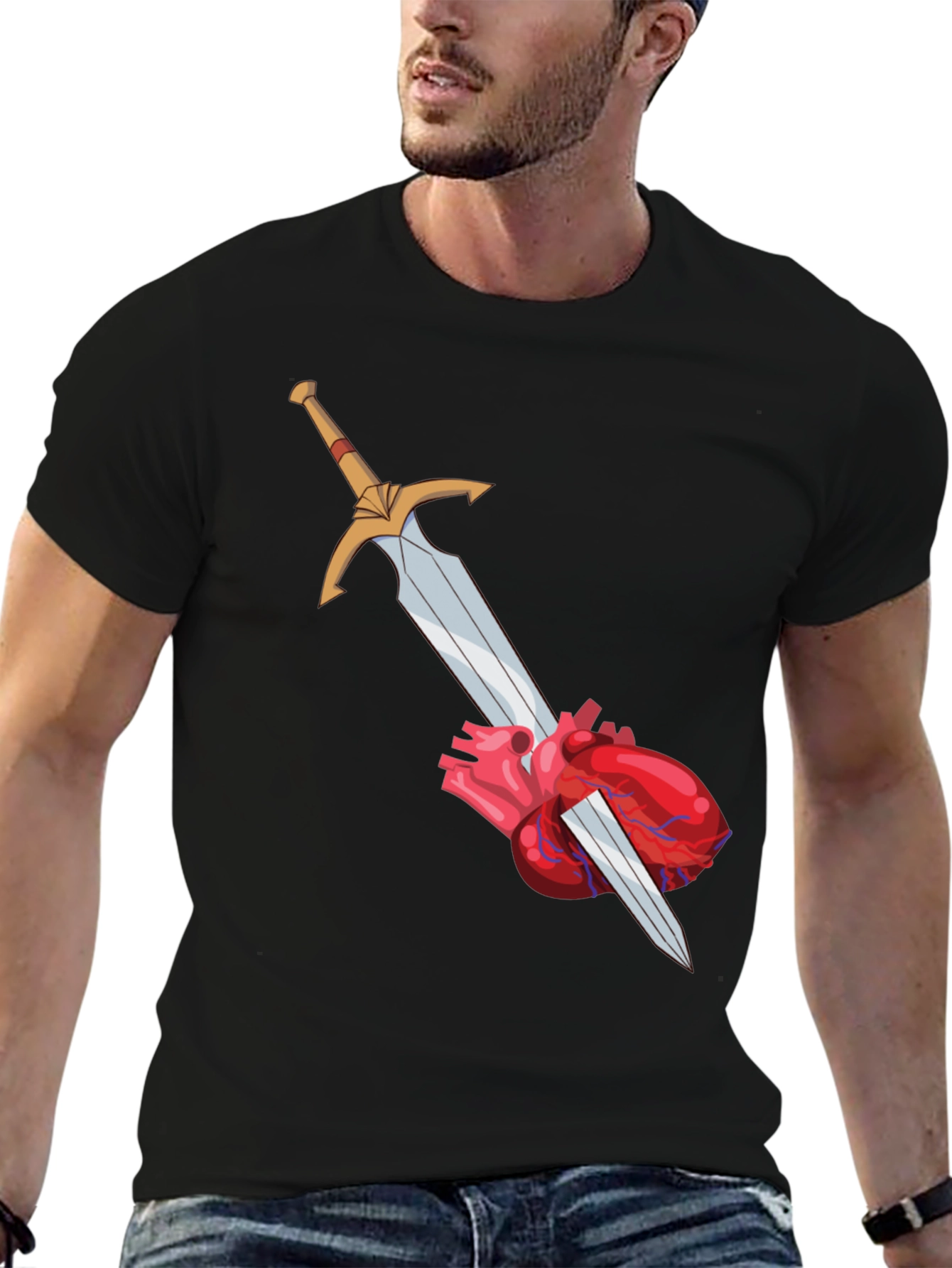 Heart & Sword Graphic Tee - Black T-Shirt