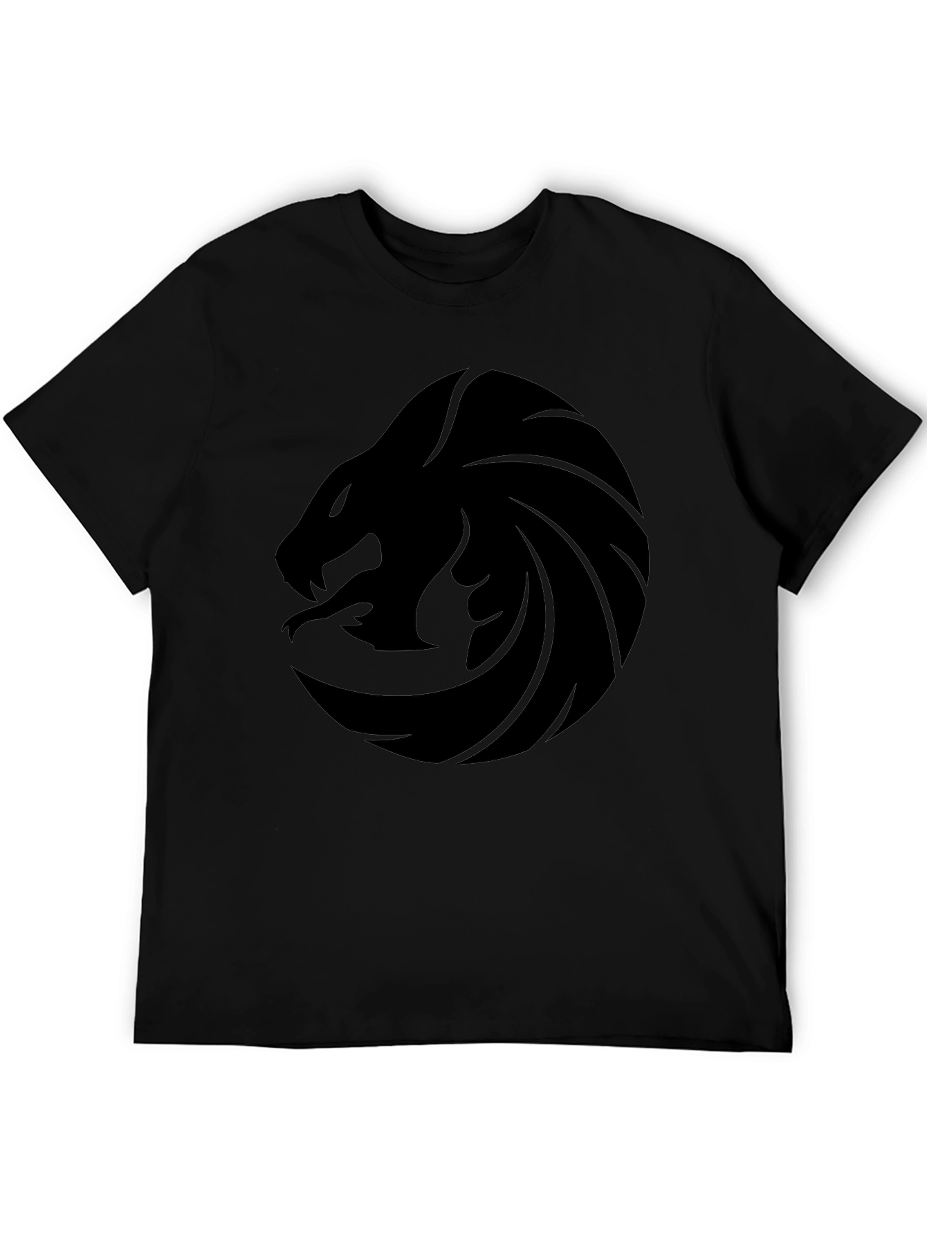 Mens Black Graphic Tee - Snake Circle Design