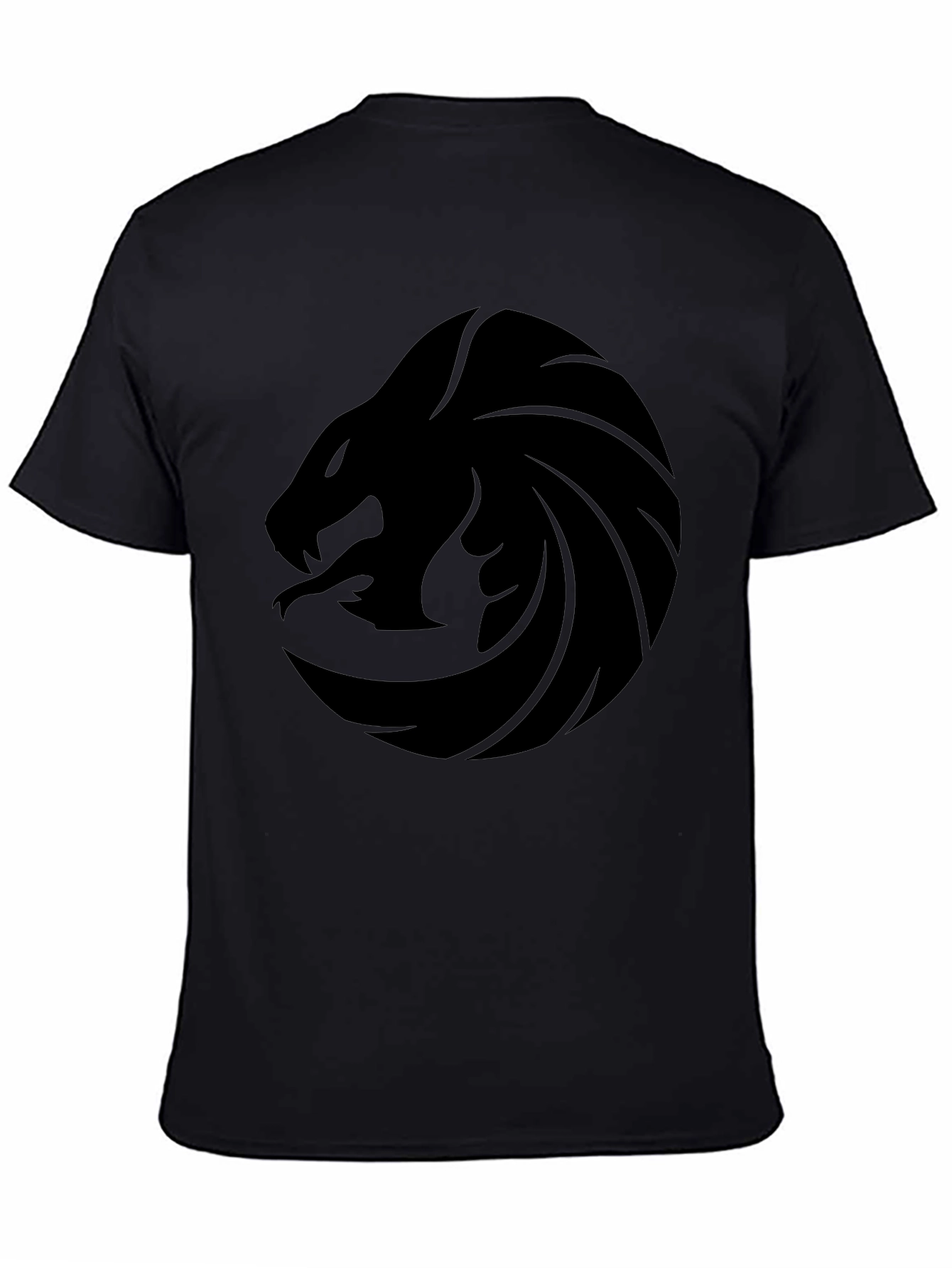 Mens Black Graphic Tee - Snake Circle Design