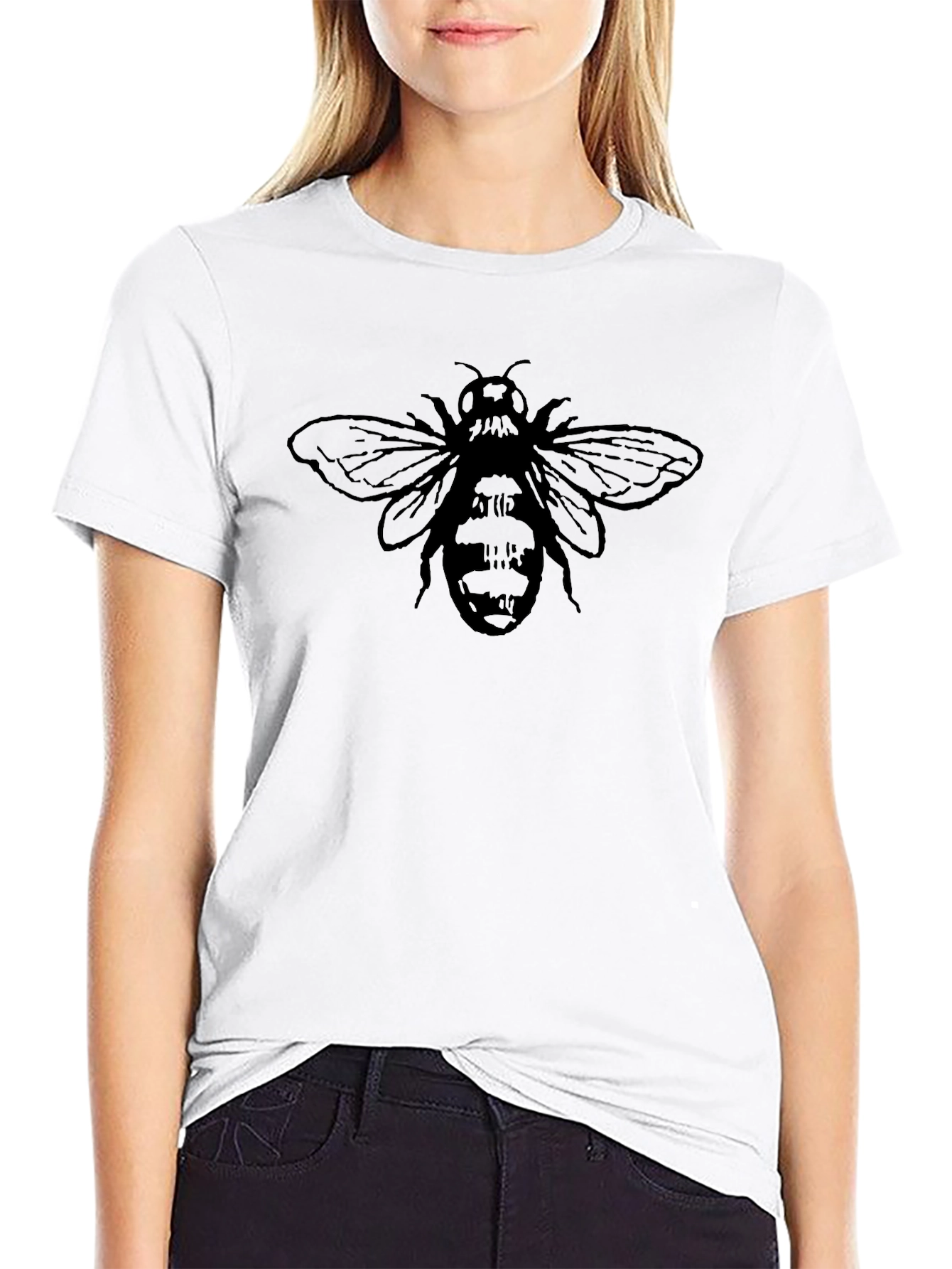Bee Graphic Tee - Classic Black Cotton T-Shirt