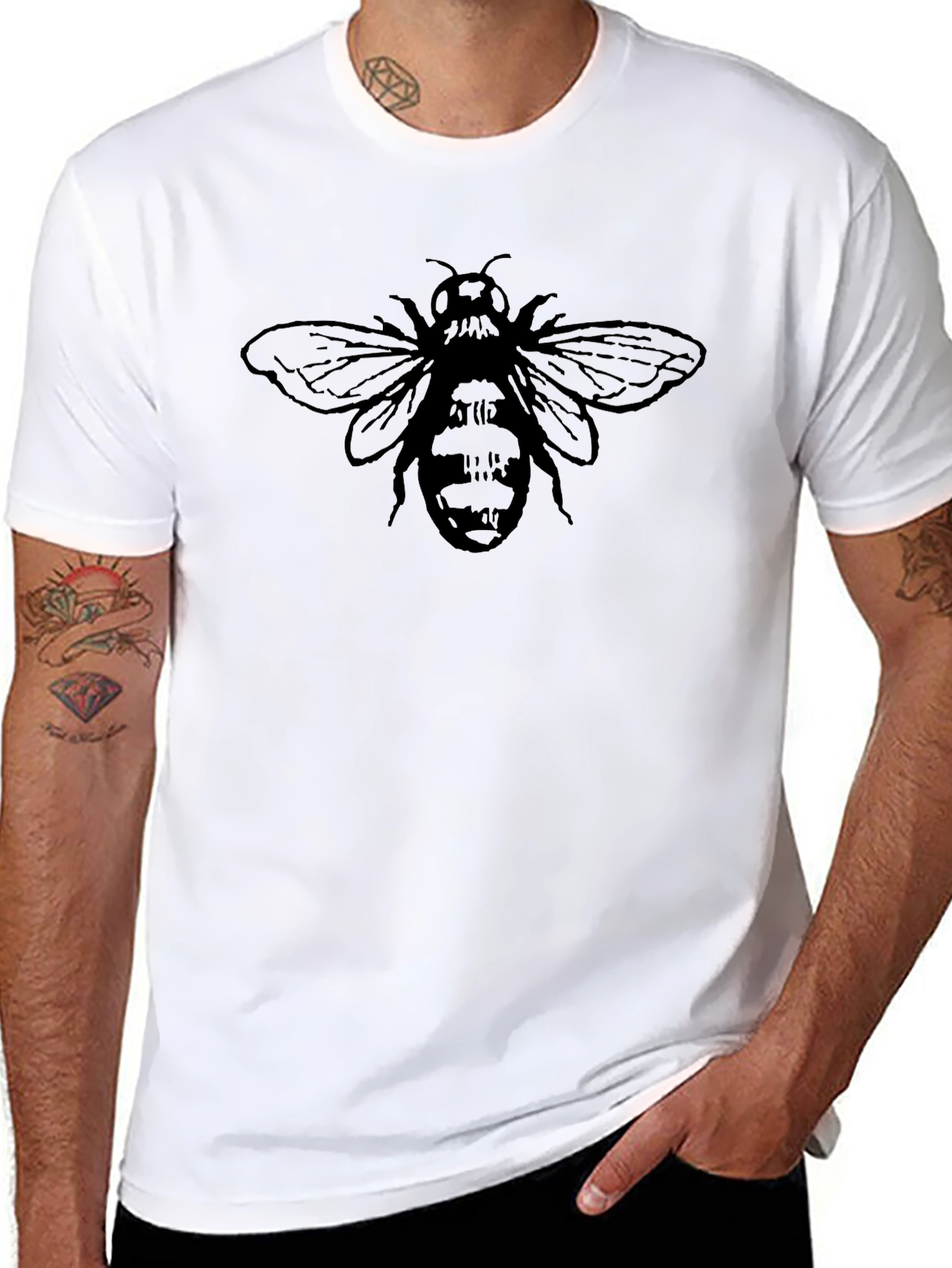Bee Graphic Tee - Classic Black Cotton T-Shirt