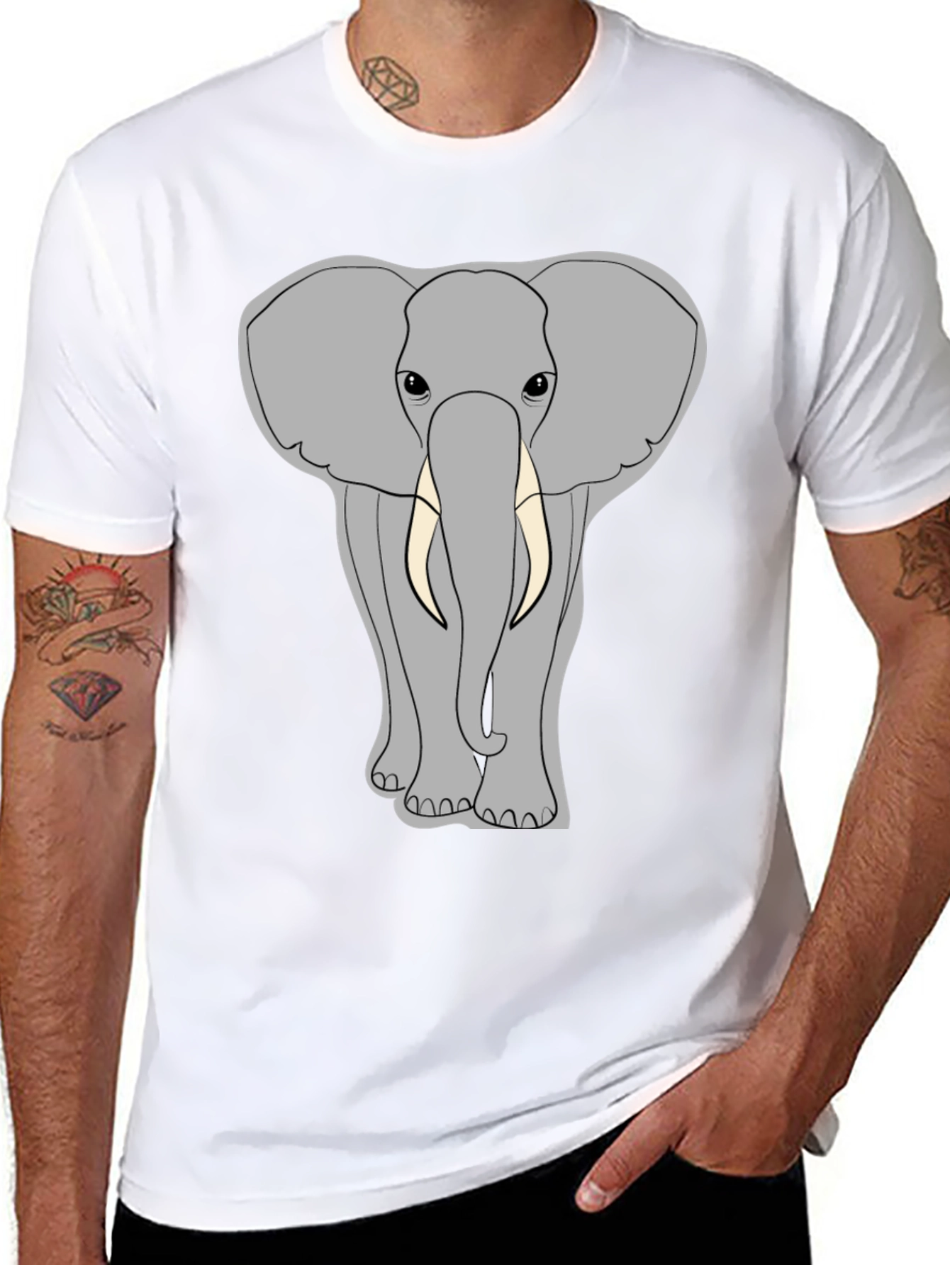 Elephant Graphic Tee - Black Casual T-Shirt