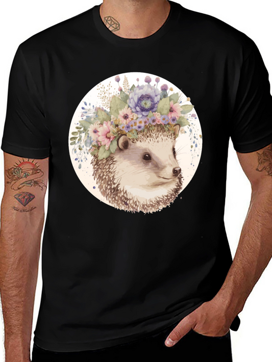 Hedgehog Floral Crown Graphic Tee