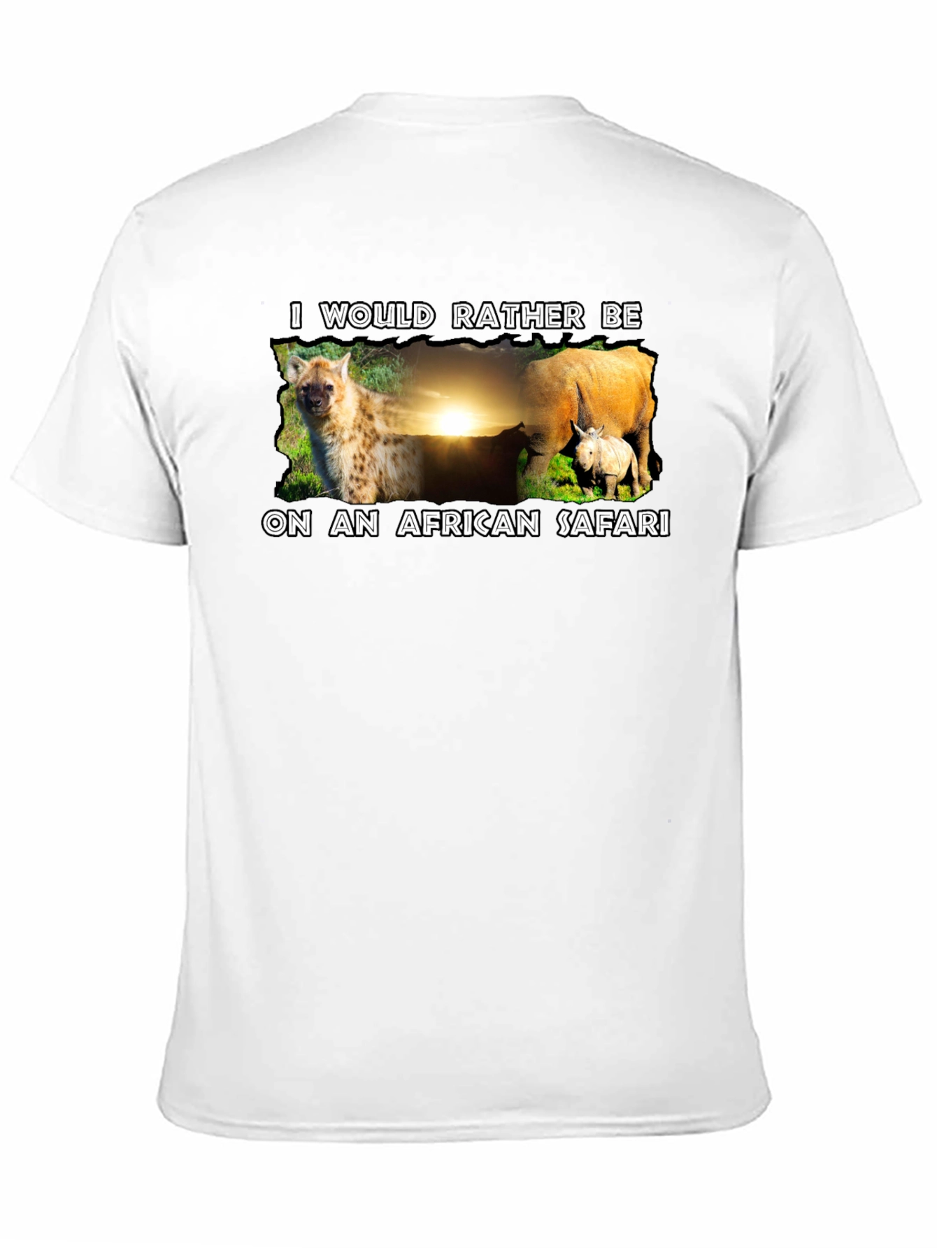 African Safari T-Shirt - Hyena and Rhino Design
