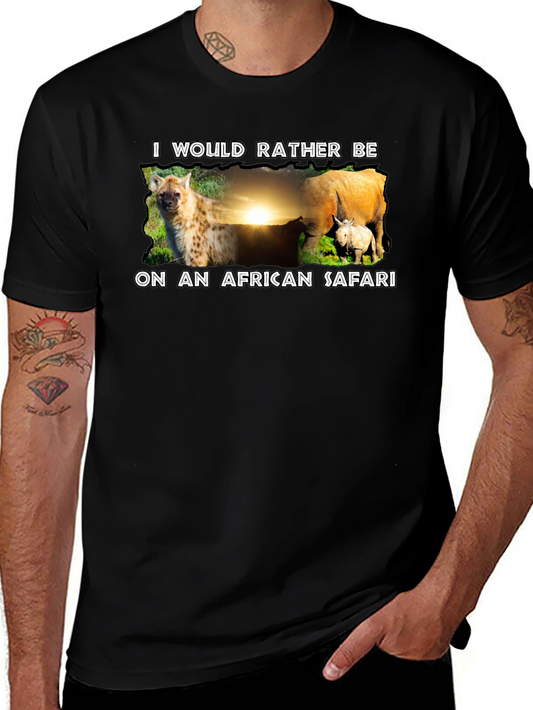 African Safari T-Shirt - Hyena and Rhino Design