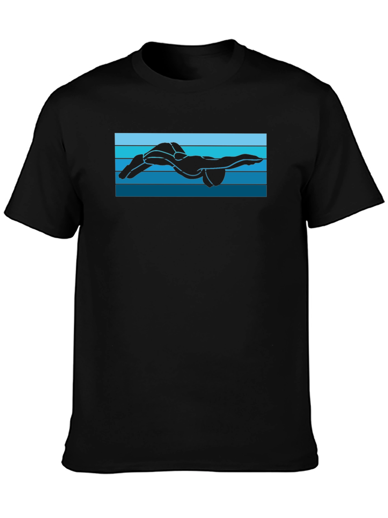 Swimmer Silhouette Graphic Tee - Black