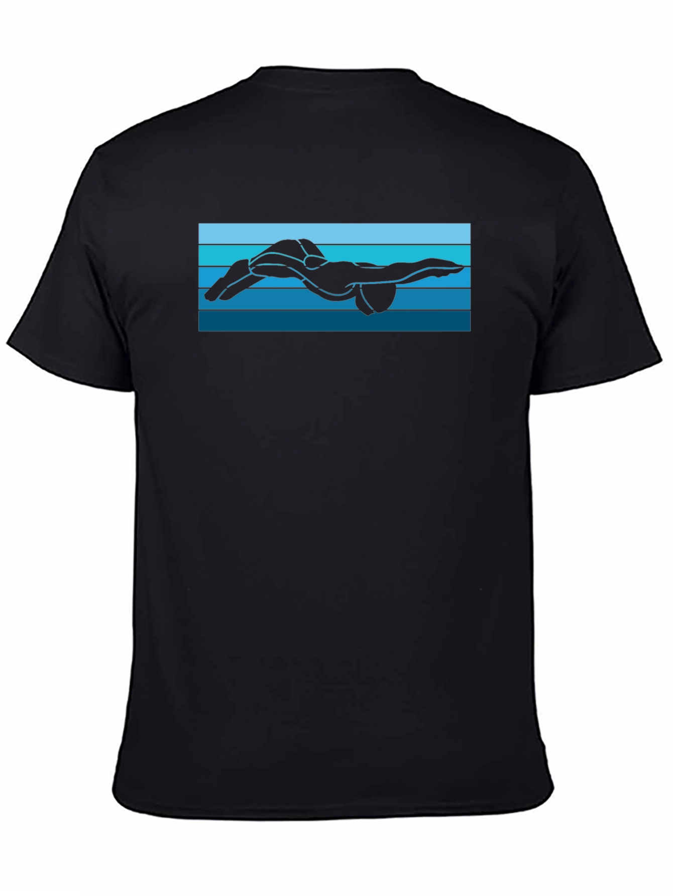 Swimmer Silhouette Graphic Tee - Black