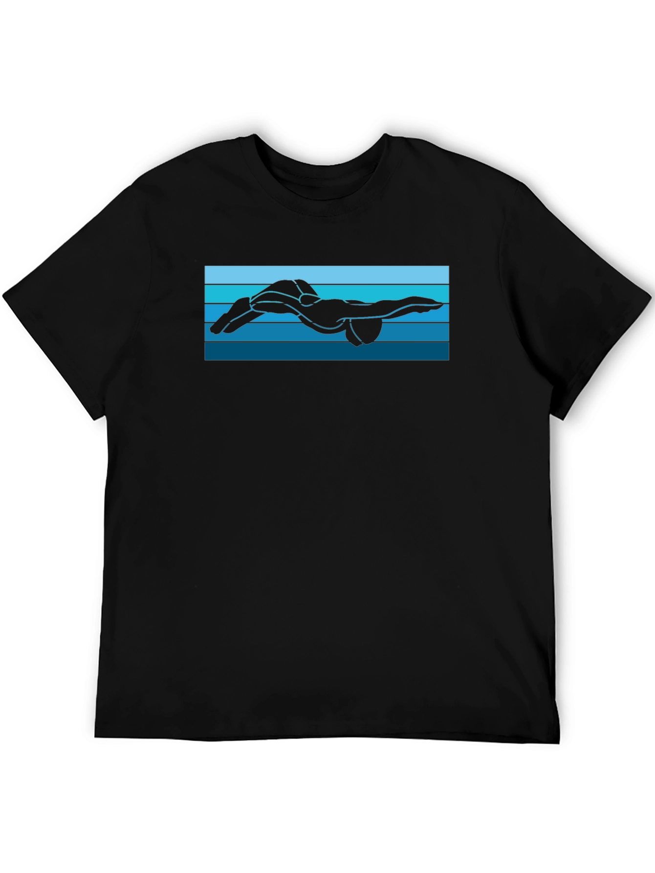Swimmer Silhouette Graphic Tee - Black