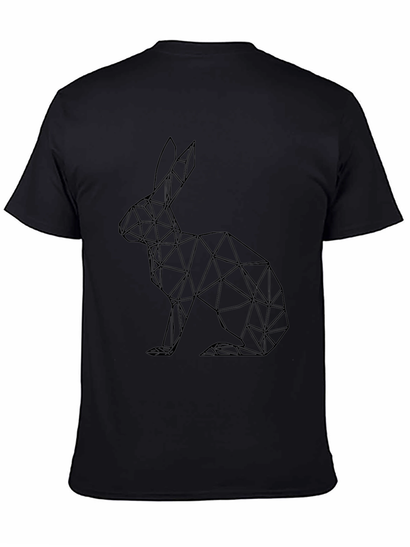 Geometric Hare Print Black T-Shirt
