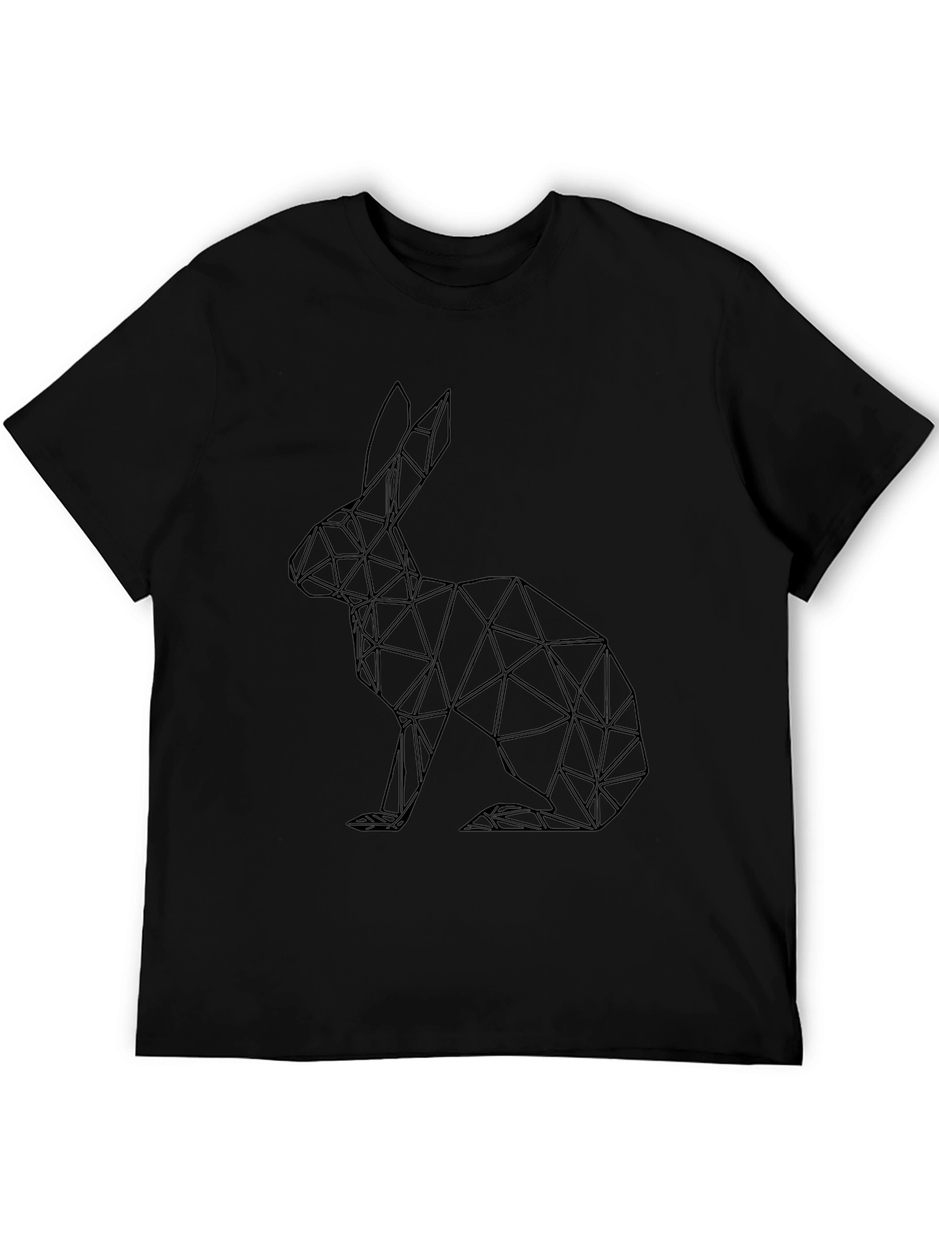 Geometric Hare Print Black T-Shirt