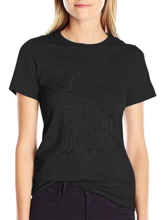 Geometric Hare Print Black T-Shirt