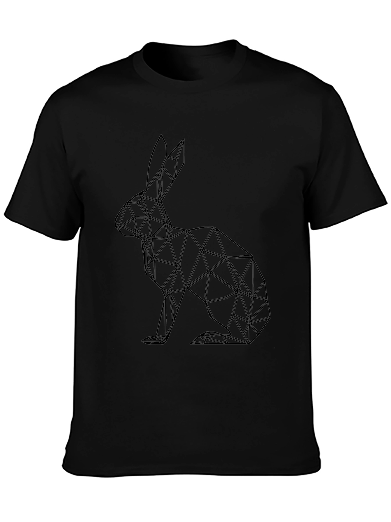 Geometric Hare Print Black T-Shirt