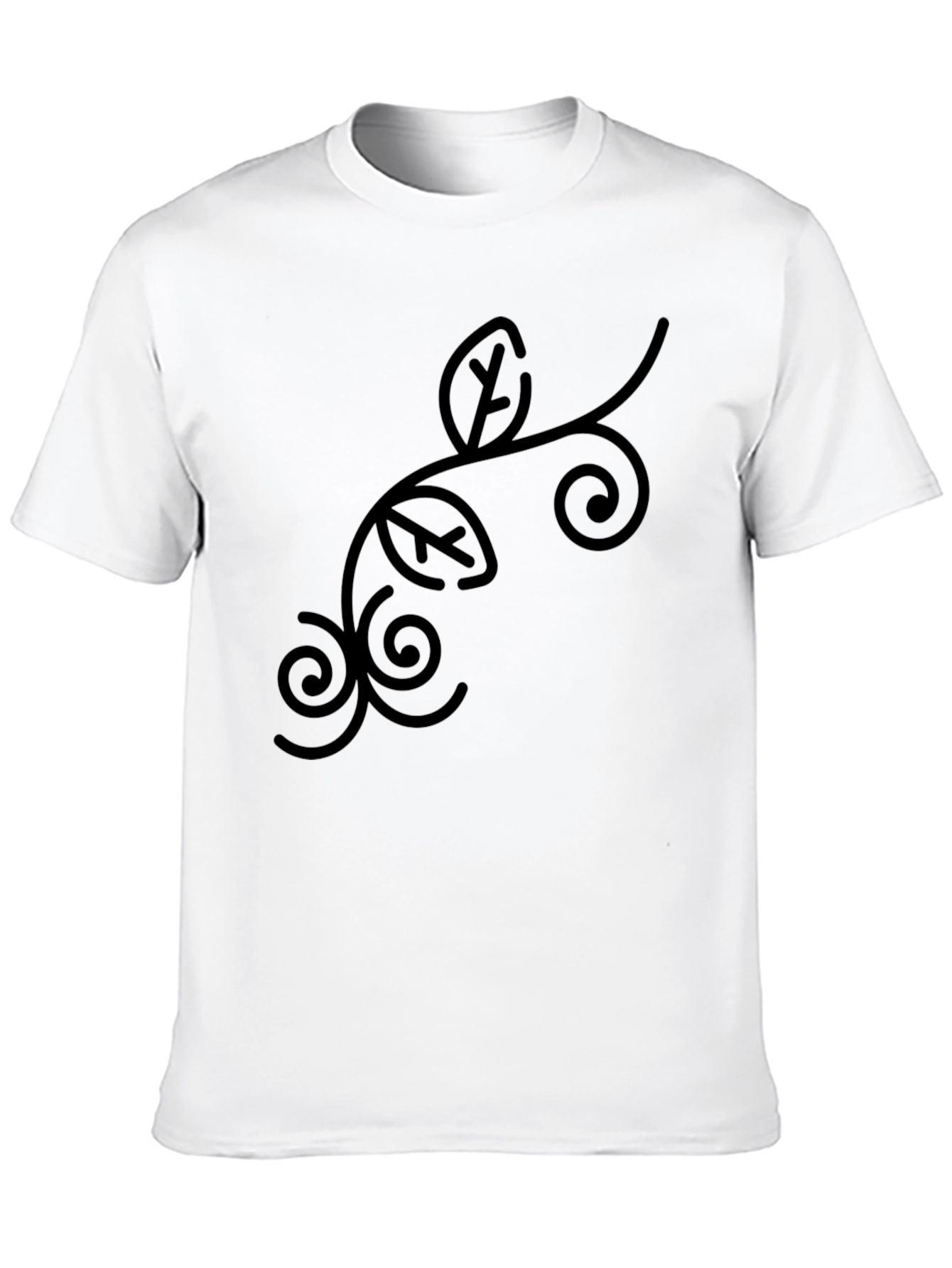 Mens Black Graphic Tee - Leaf Vine Design