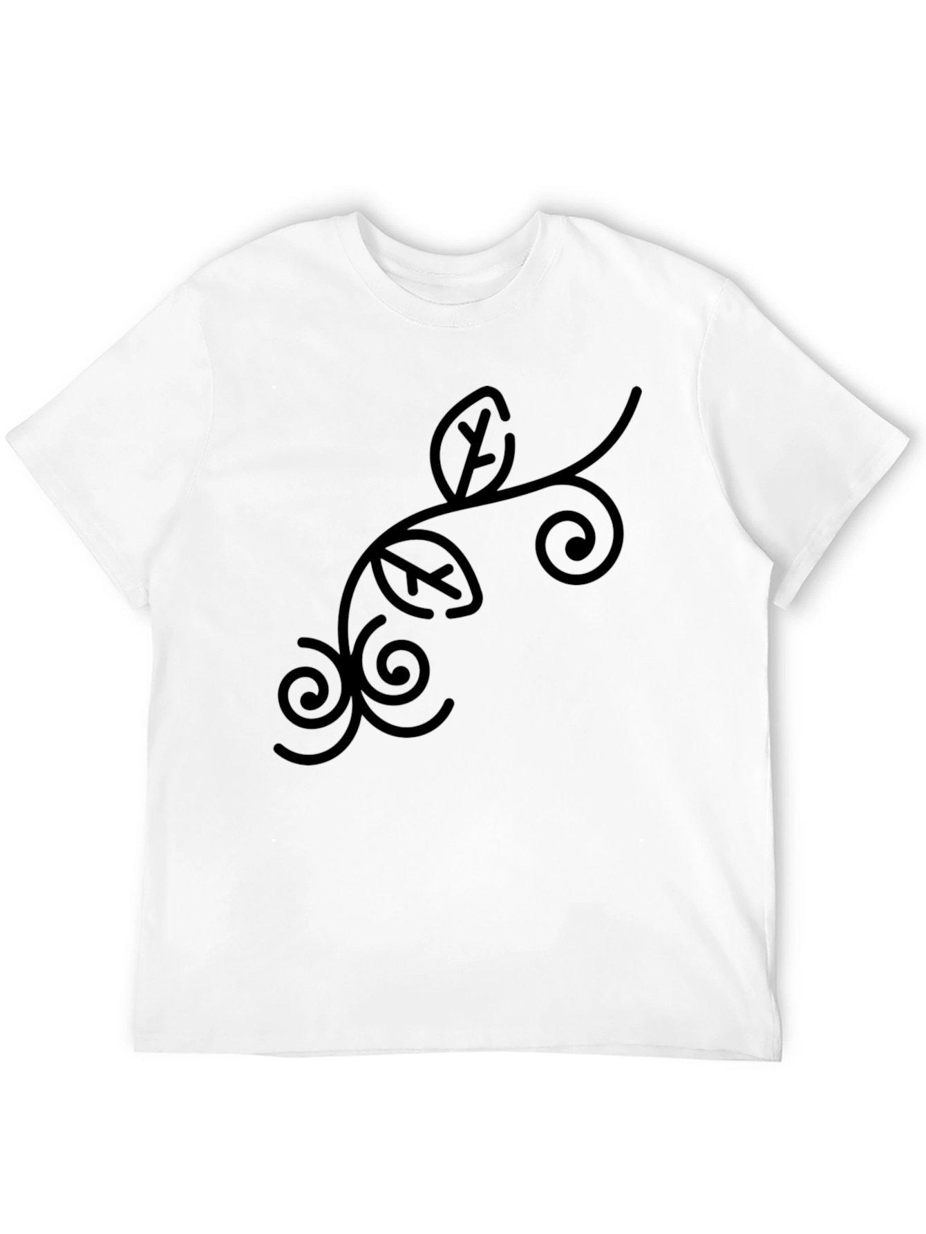 Mens Black Graphic Tee - Leaf Vine Design