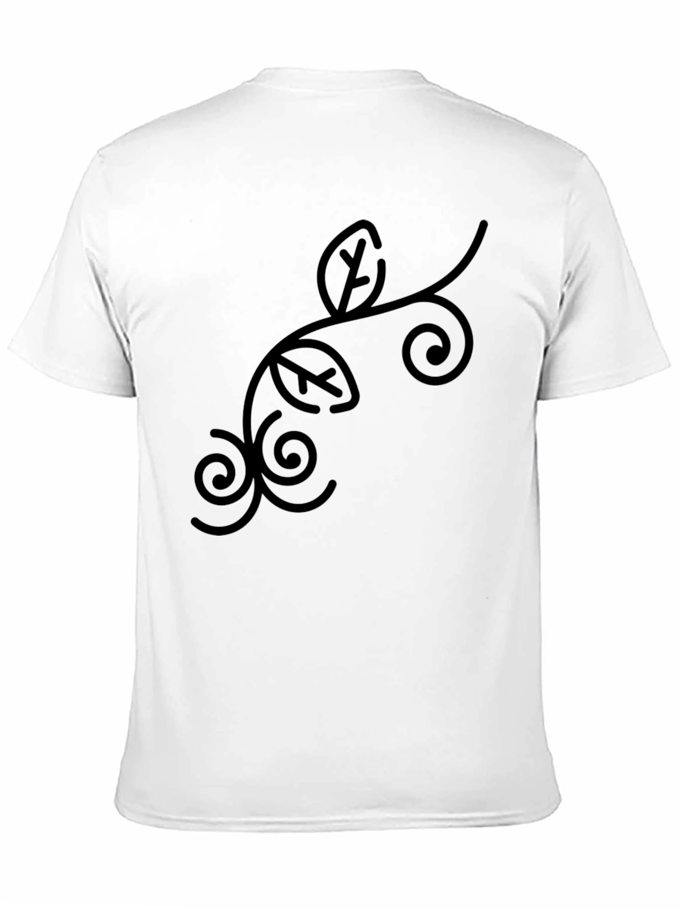 Mens Black Graphic Tee - Leaf Vine Design