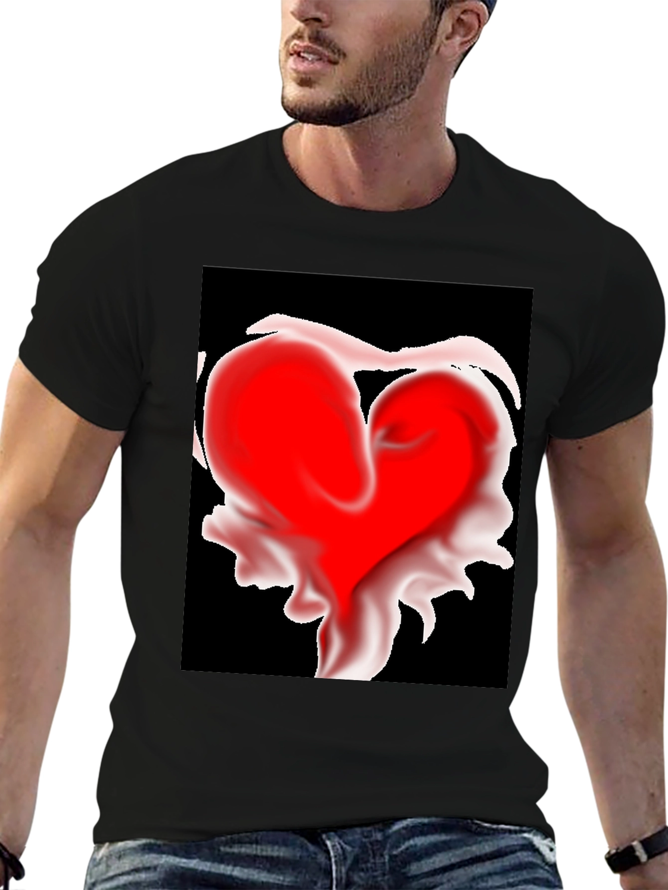 Heart Art Graphic Tee - Modern Black T-Shirt