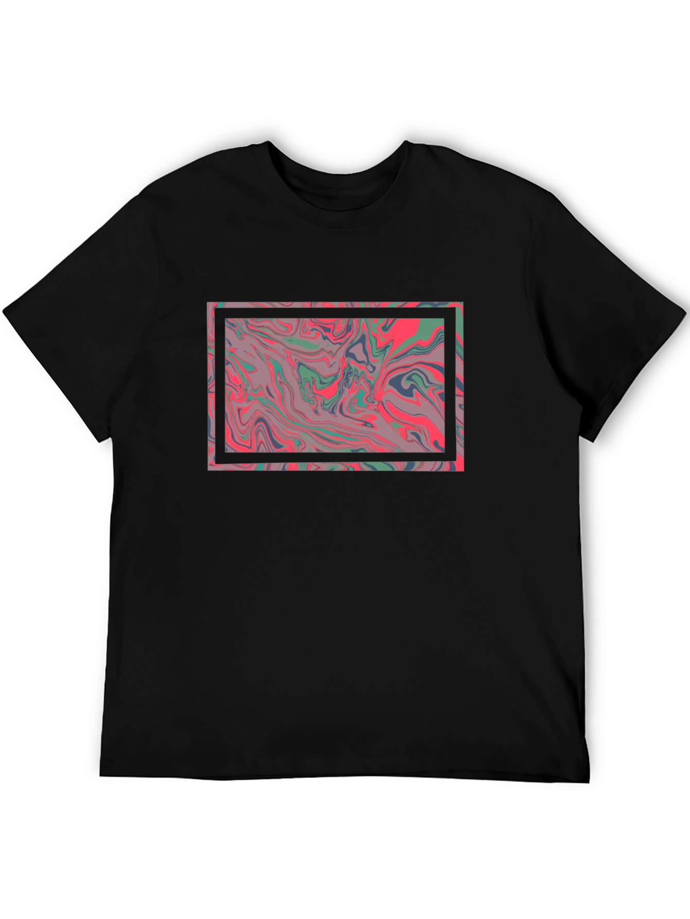 Abstract Marble Graphic Tee - Stylish Black T-Shirt