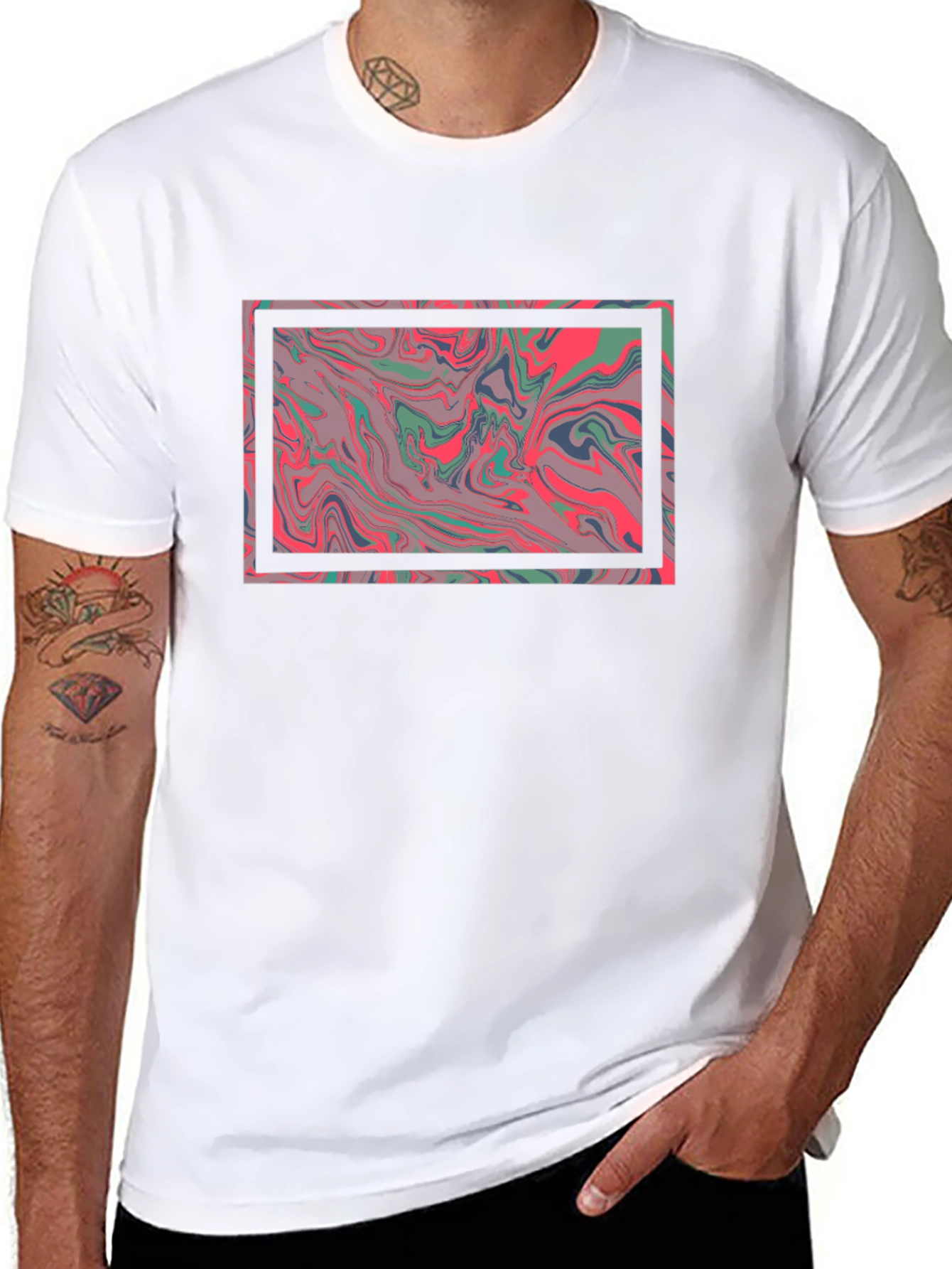 Abstract Marble Graphic Tee - Stylish Black T-Shirt