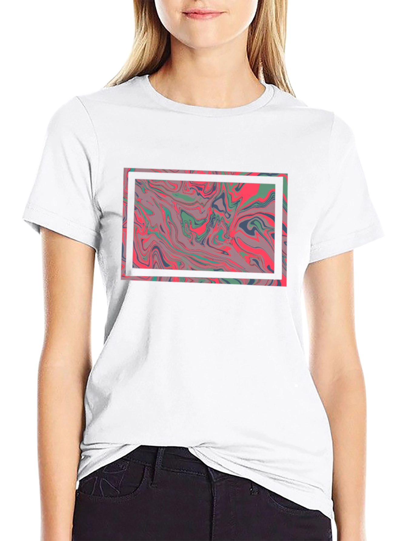 Abstract Marble Graphic Tee - Stylish Black T-Shirt