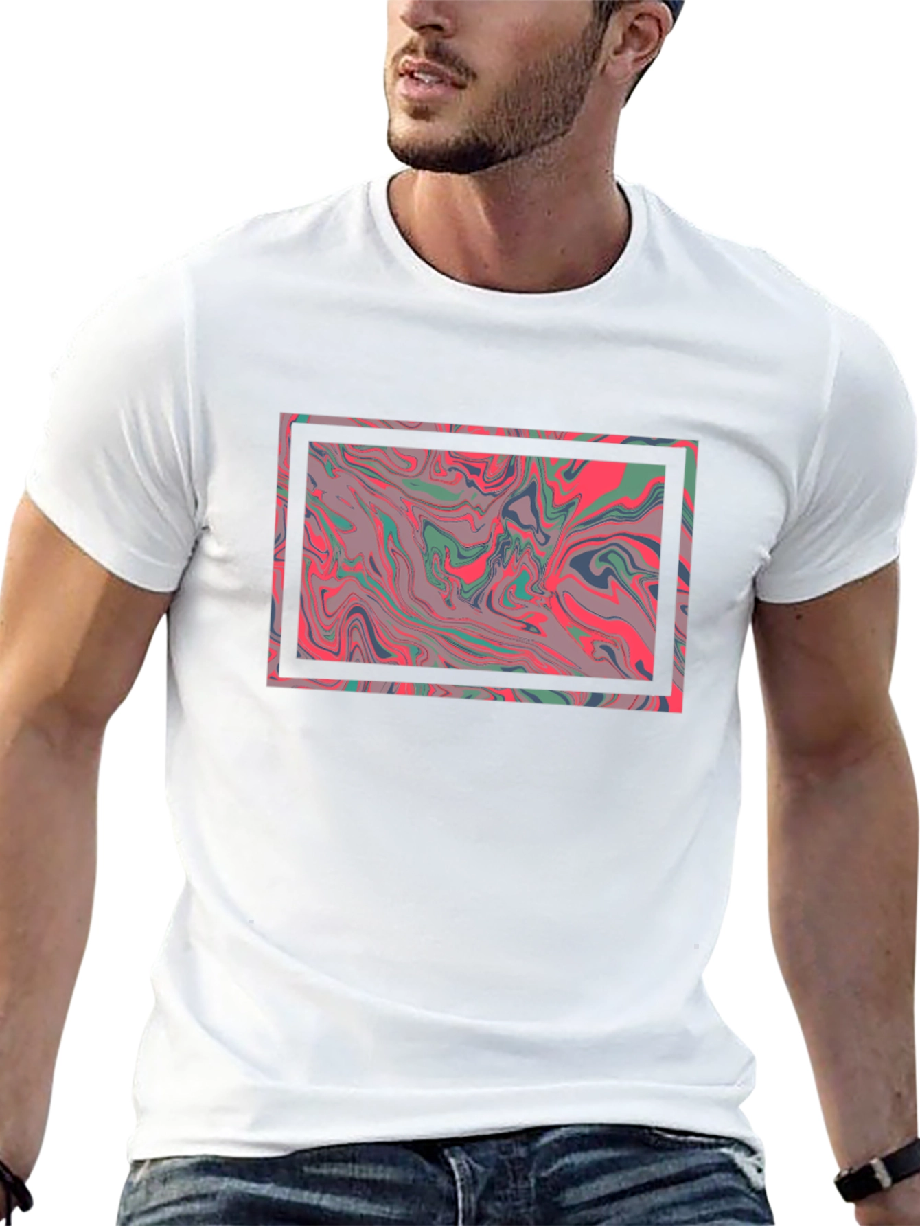Abstract Marble Graphic Tee - Stylish Black T-Shirt