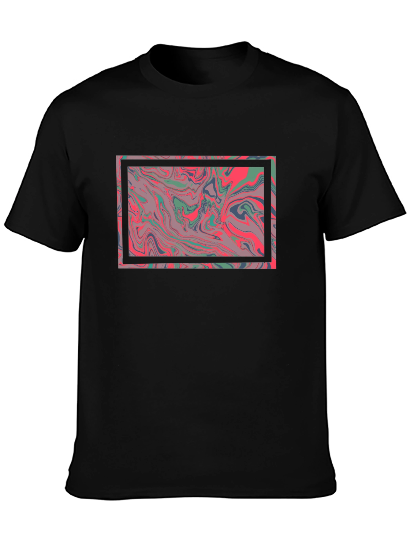 Abstract Marble Graphic Tee - Stylish Black T-Shirt