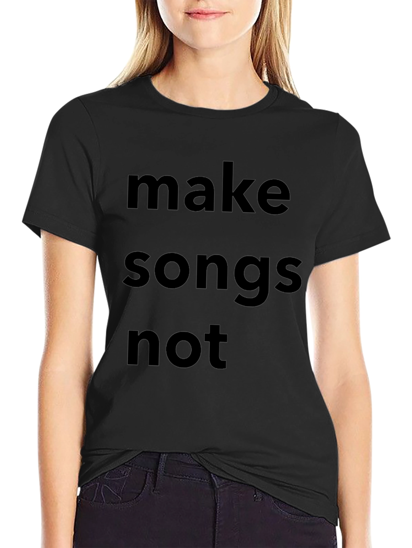 Make Songs Not T-Shirt Black Cotton Casual Wear