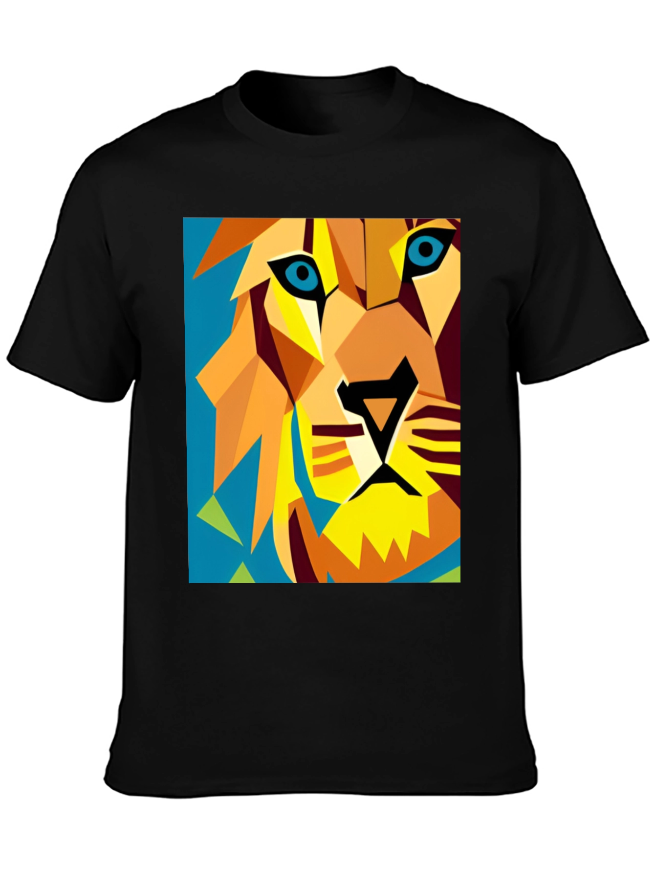 Geometric Lion Graphic Tee - Modern Art Style