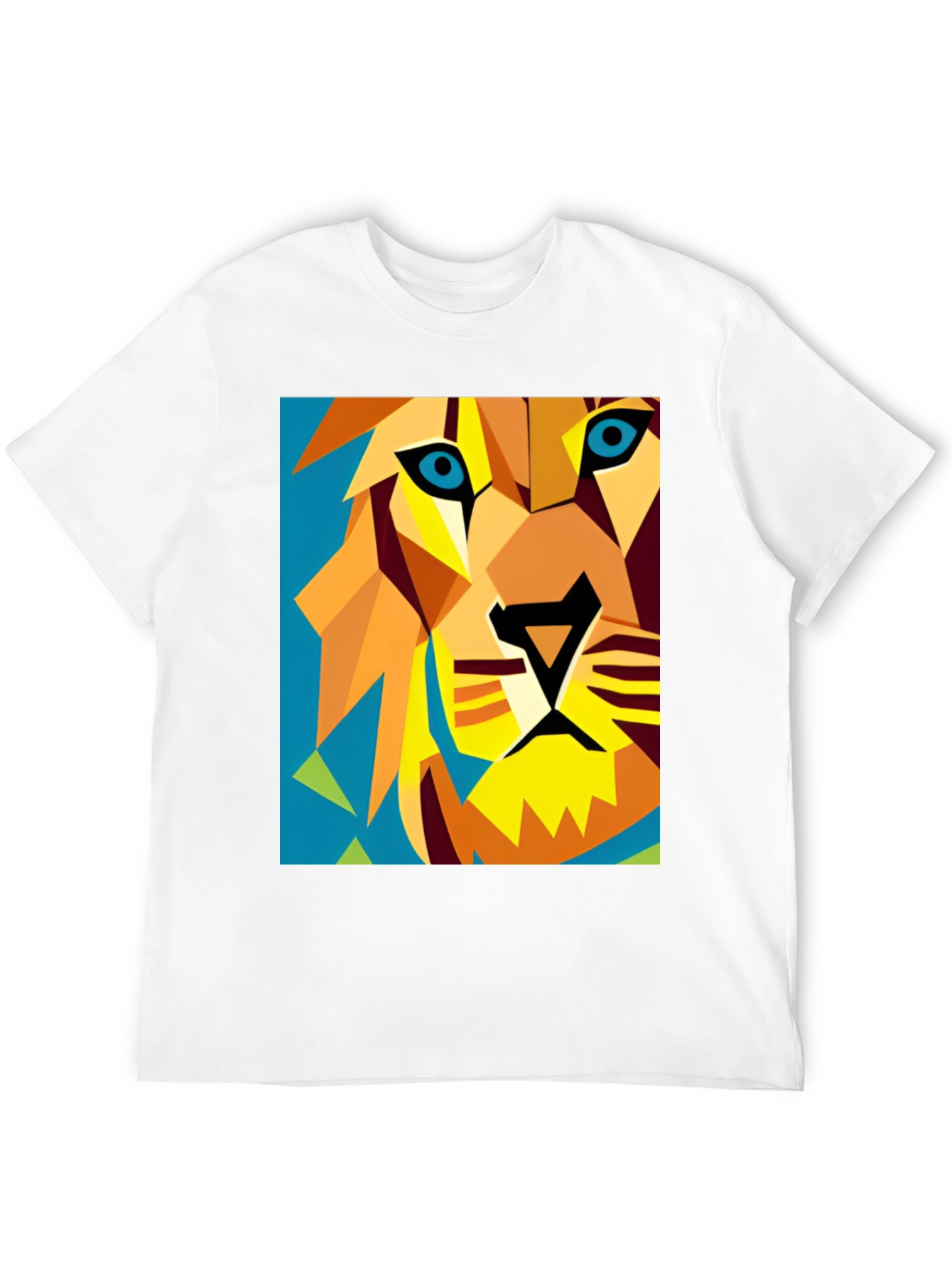 Geometric Lion Graphic Tee - Modern Art Style