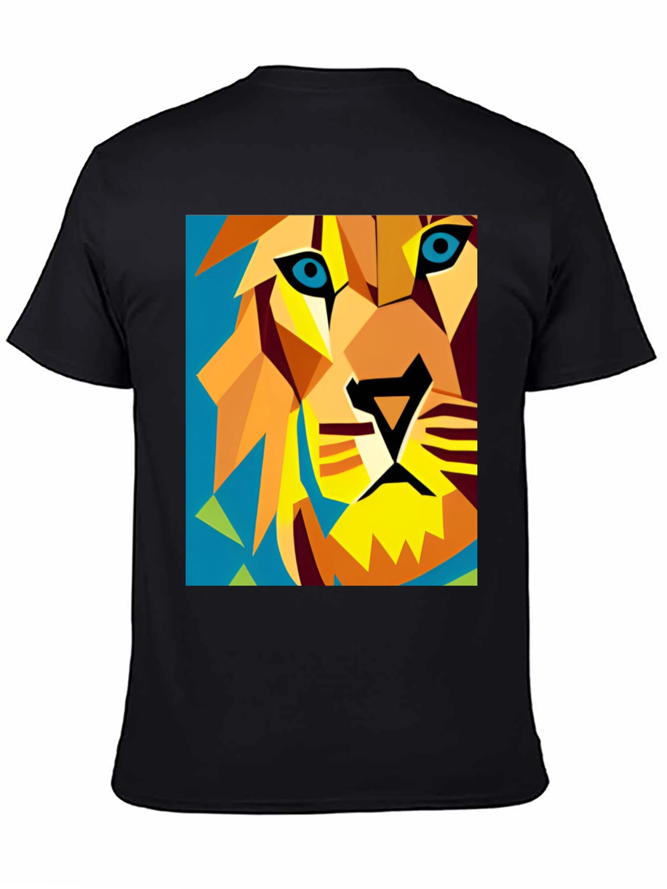 Geometric Lion Graphic Tee - Modern Art Style