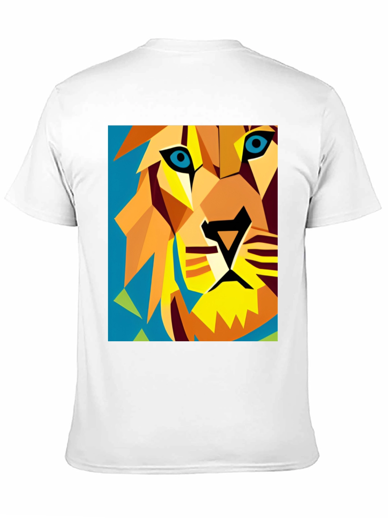 Geometric Lion Graphic Tee - Modern Art Style