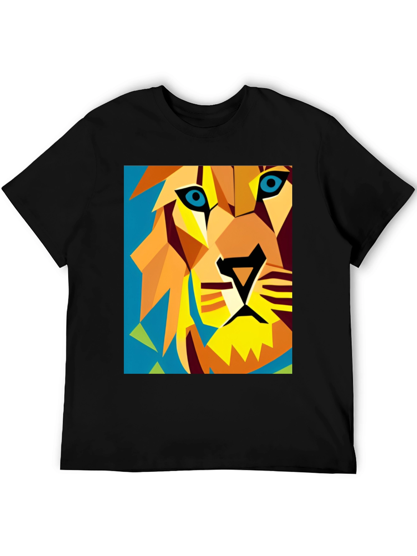 Geometric Lion Graphic Tee - Modern Art Style