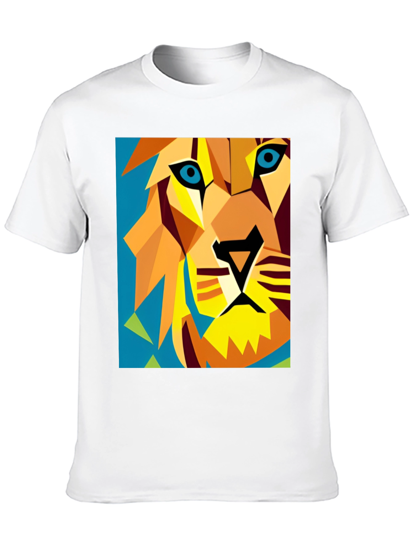 Geometric Lion Graphic Tee - Modern Art Style
