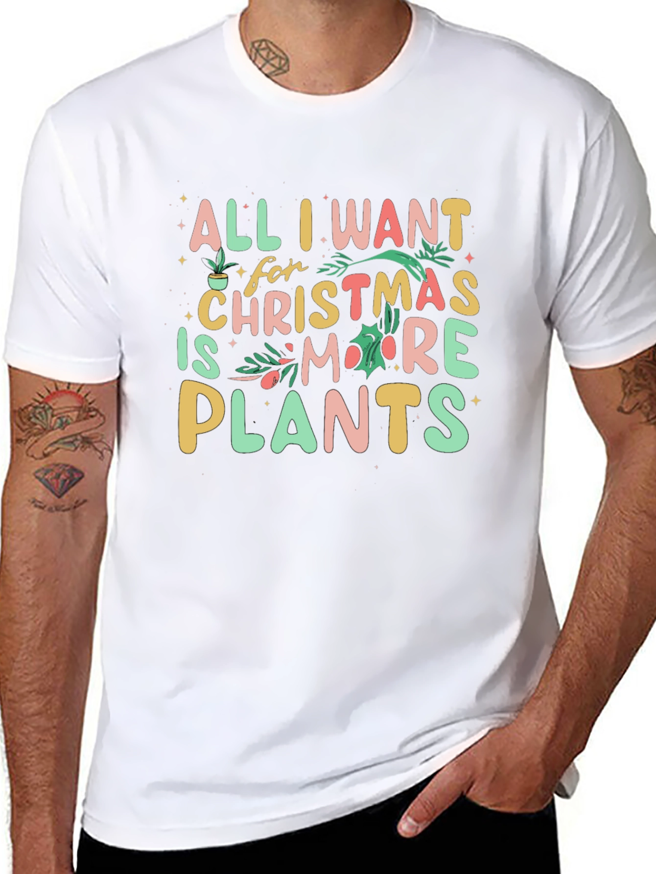 All I Want is Plants Christmas T-Shirt