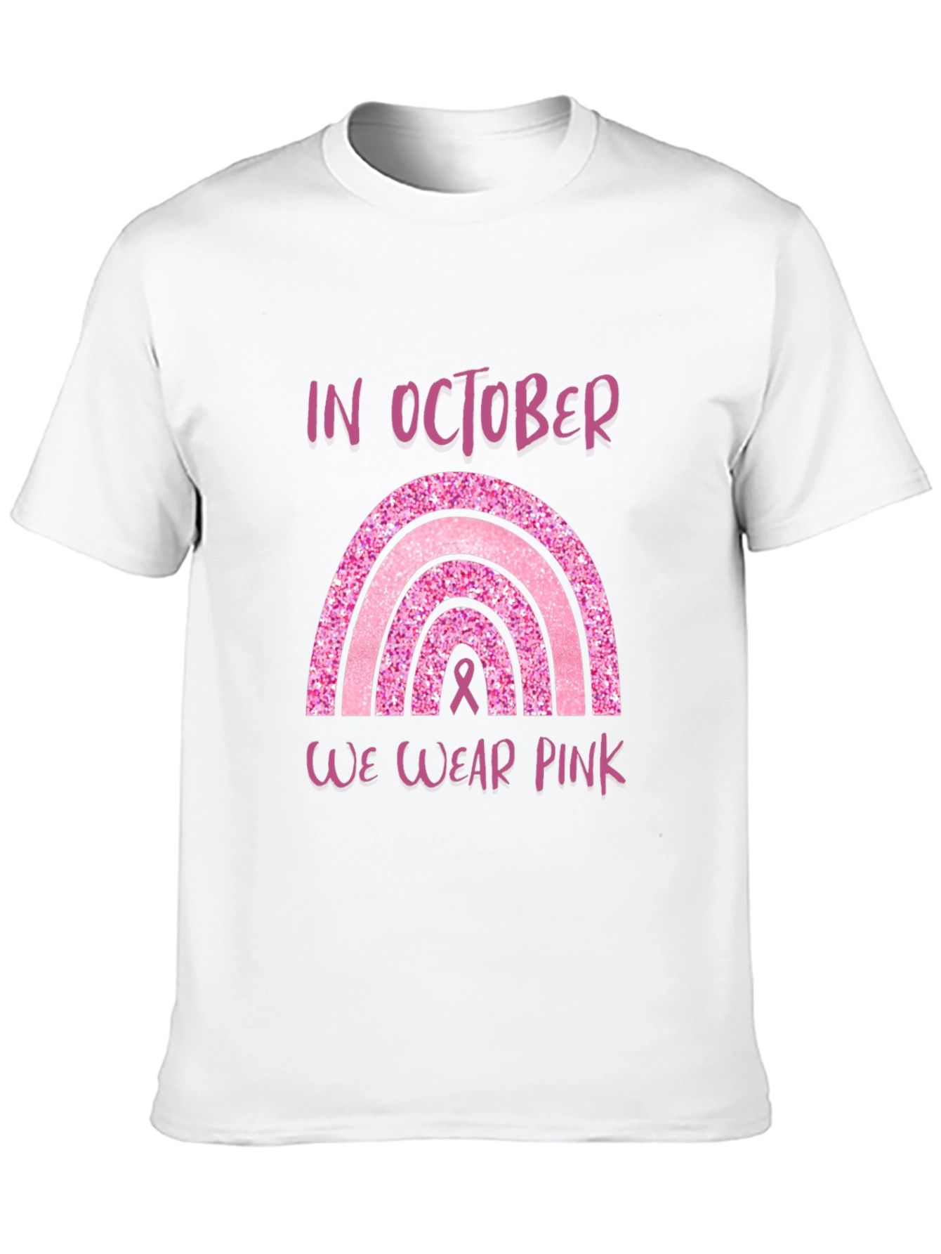 Pink October Breast Cancer Awareness Rainbow T-Shirt