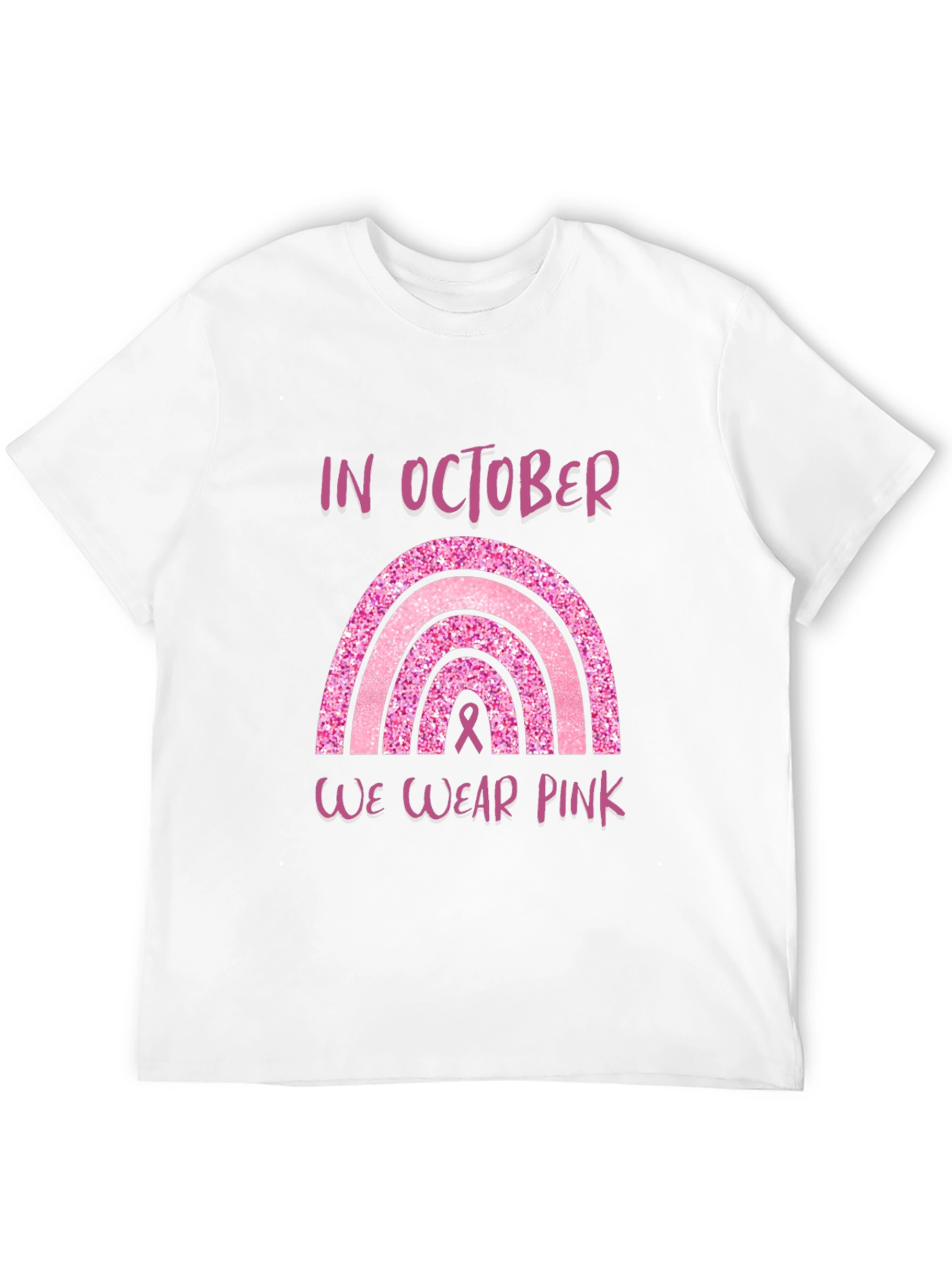 Pink October Breast Cancer Awareness Rainbow T-Shirt